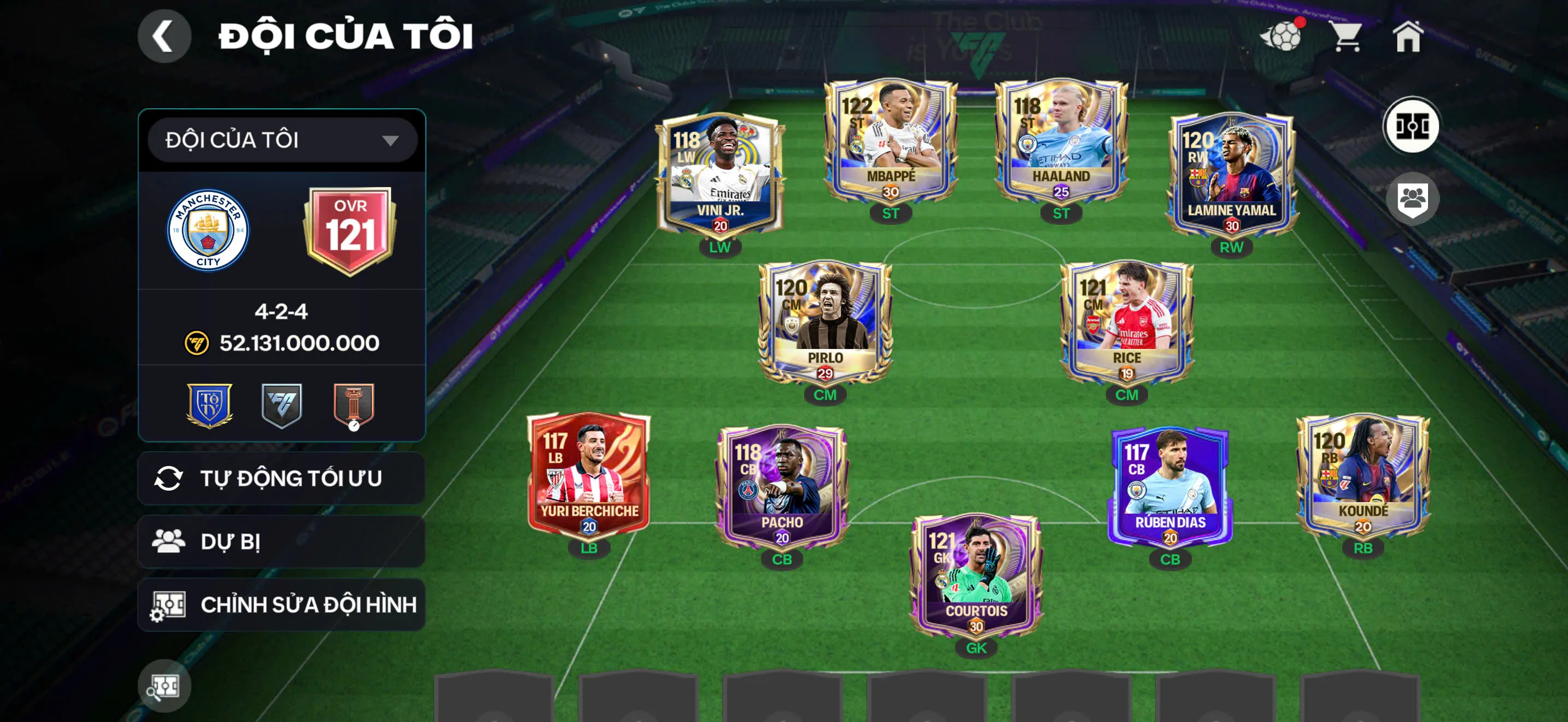 OVR 121,...Mp3 Utoty + haaland + Pirlo + rice ,...Nhiều cầu thủ ngon cho ae chơi,...Rank cao.