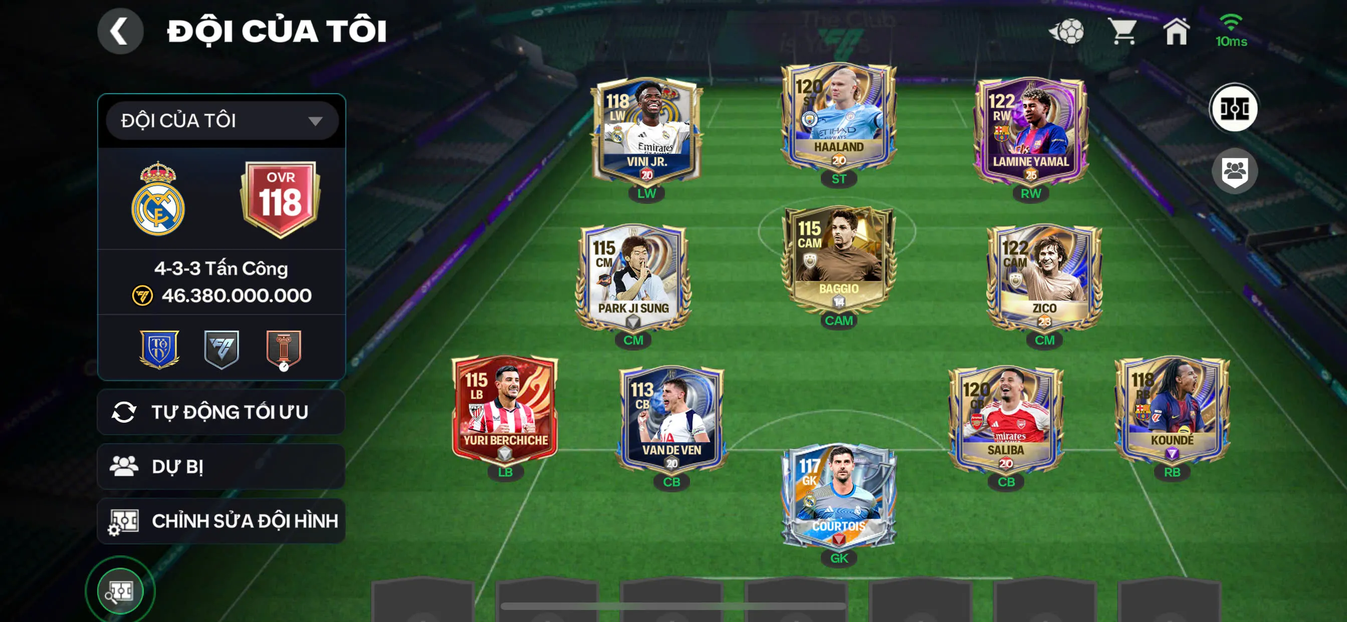 OVR 118, Yamal + halland + Zico + saliba +,..nhiều cầu thủ ngon cho ae chơi.