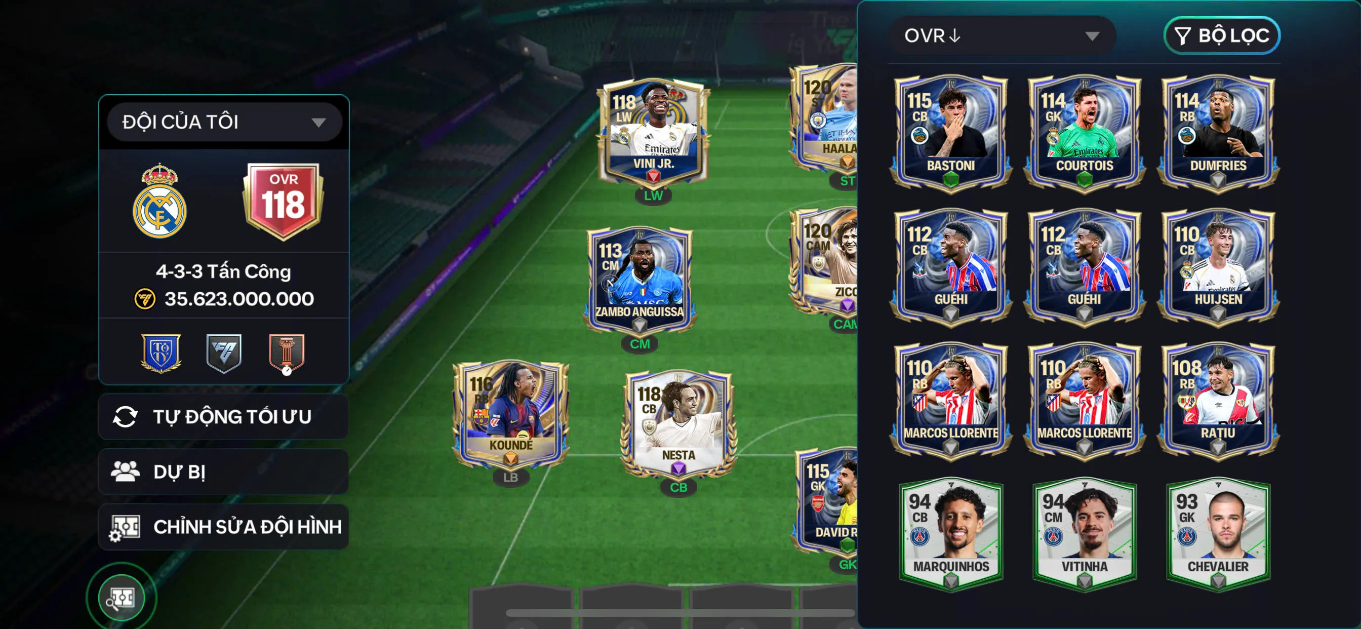 OVR 118,..Halland + zico + nhiều cầu thủ ngon.