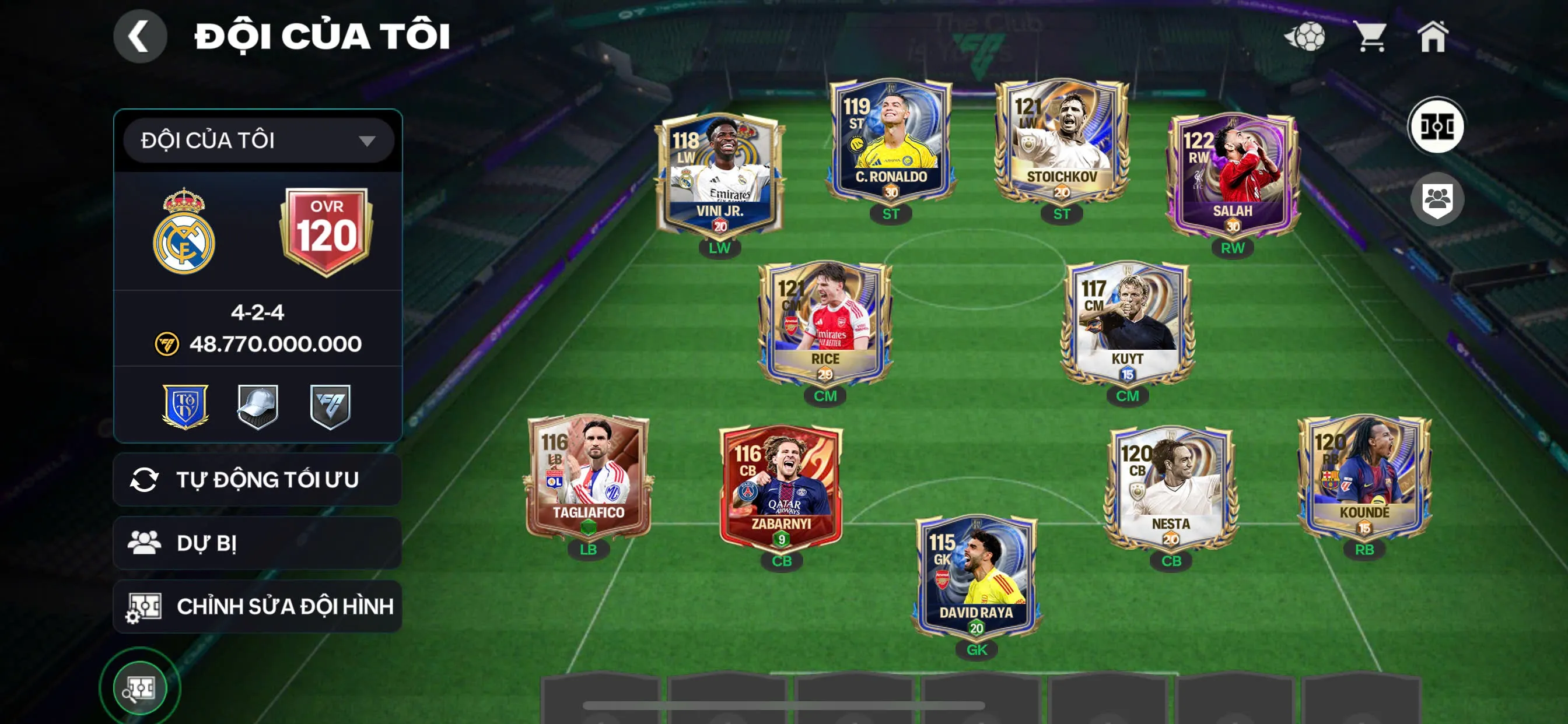OVR 120,..Cr7 + Rice + salah + Sko.,Còn nv nhận 20k ruby.