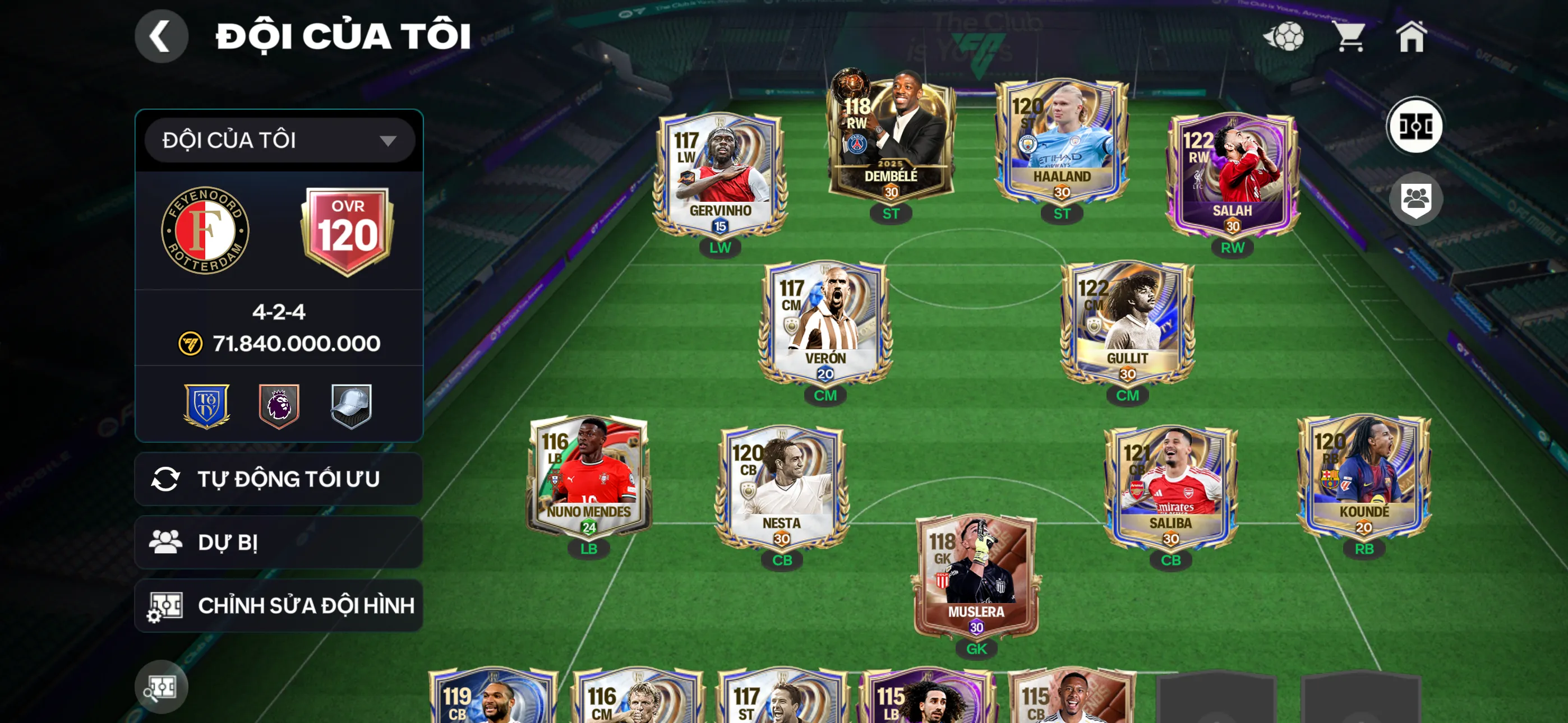 Ovr 120 Đội hình đẹp nhiều cthu utt ,3 rank chưa đá ,20k hiệp phụ,200 mảnh quốc gia