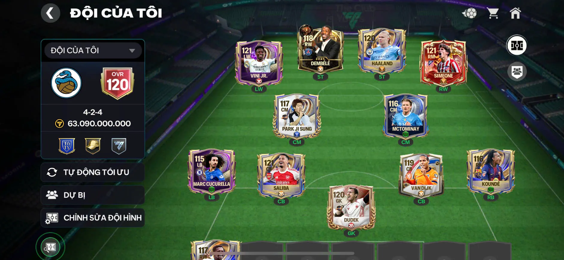 OVR 120,..Vini + haaland + Saliba + nhiều cầu thủ ngon,...Còn nv nhận 20k ruby.