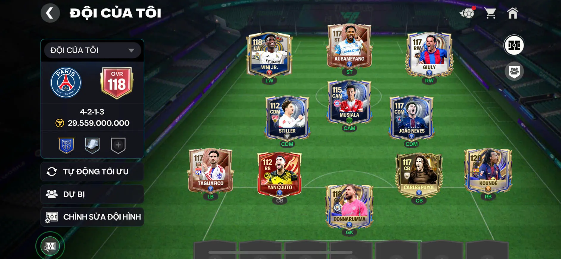 Donaruma + Vini + koude + đủ cầu thủ cho ae đá...