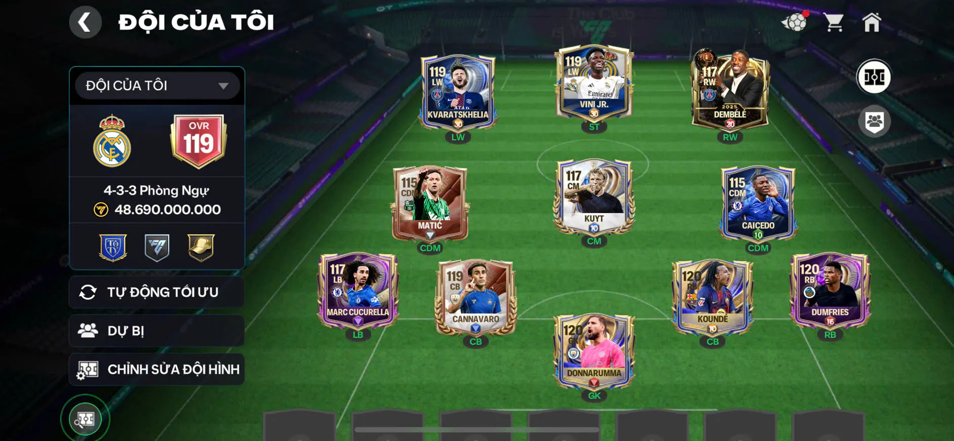 OVR 119,..Vini + DEM + donaruma + koude,...nhiều cầu thủ ngon,..