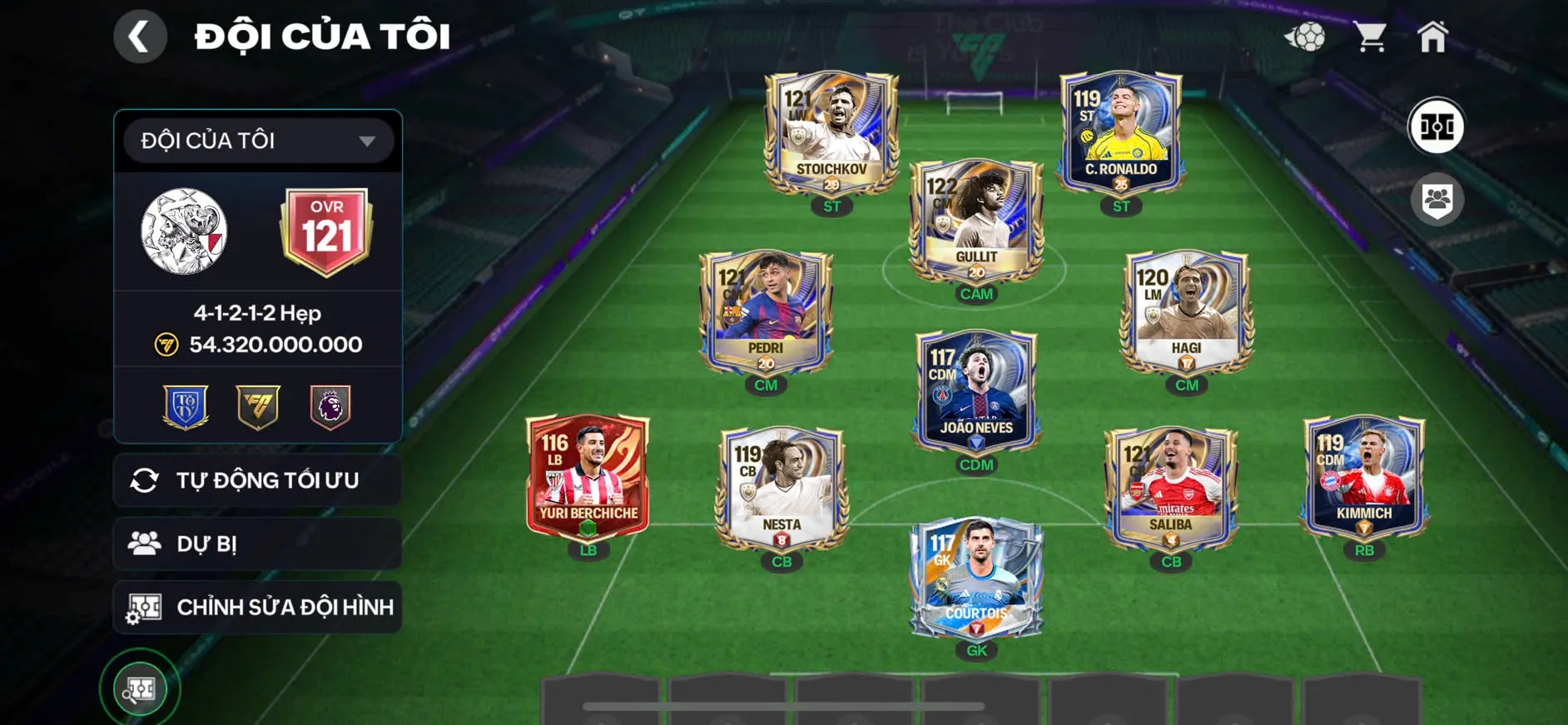 OVR 122,…Cr7 + Sko + Gullit + pedri + saliba,…nhiều cầu thủ ngon cho ae chơi,….