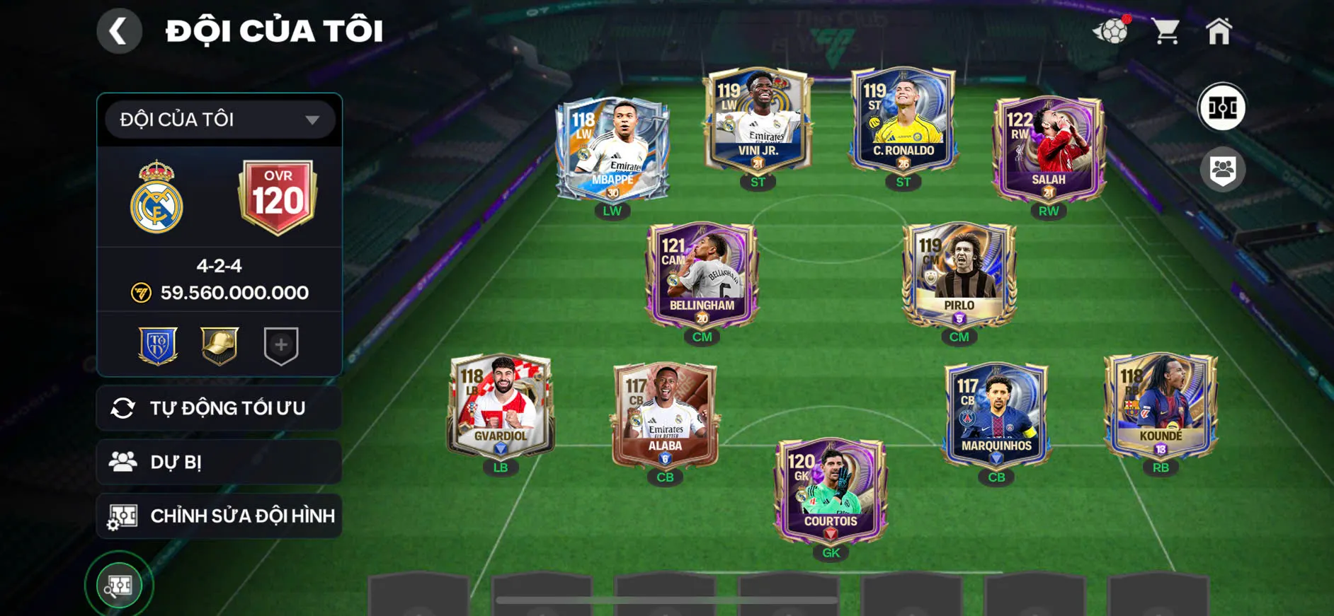 OVR 120,...CR7 + Salah + Belinham + pirlo + nhiều cầu thủ cho ae chơi...