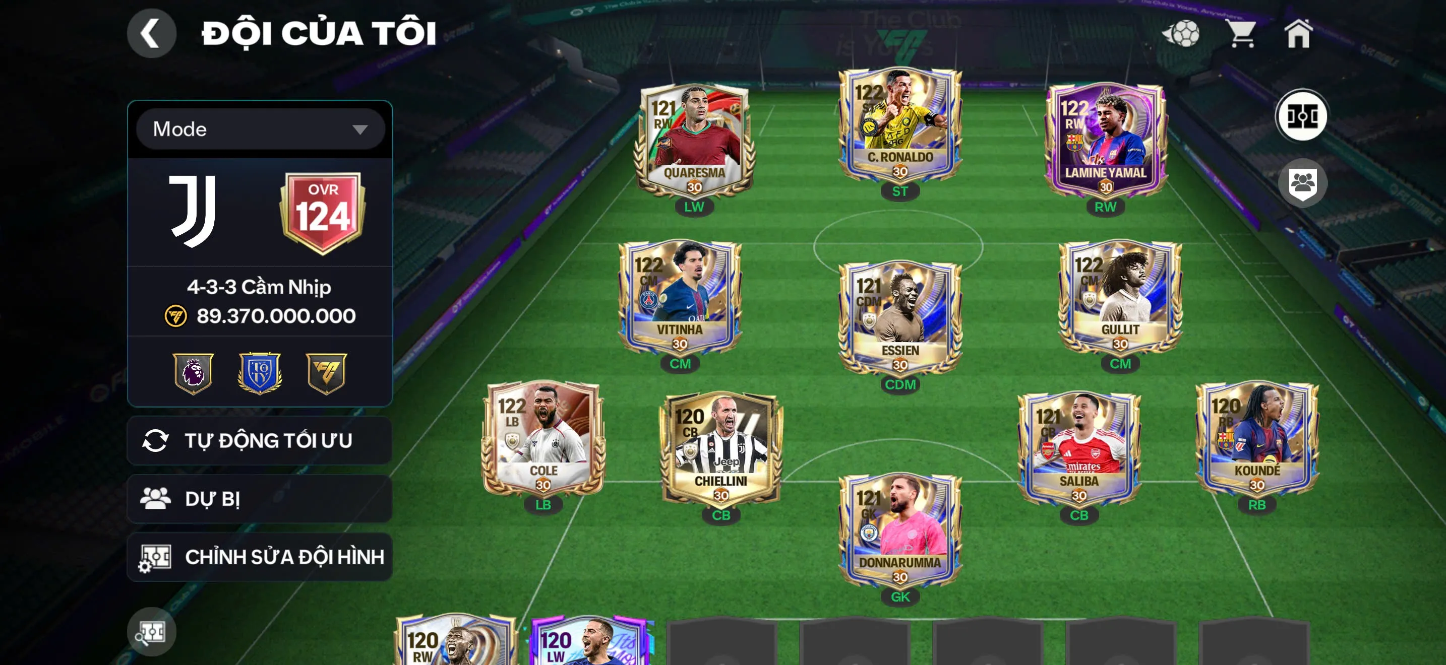 OVR 124,…Cr7 + Yamal + Gullit + Vitinh + chelin,.. Full dàn utoty,..Dư hơn 200K ruby và nhiều tài nguyên,….