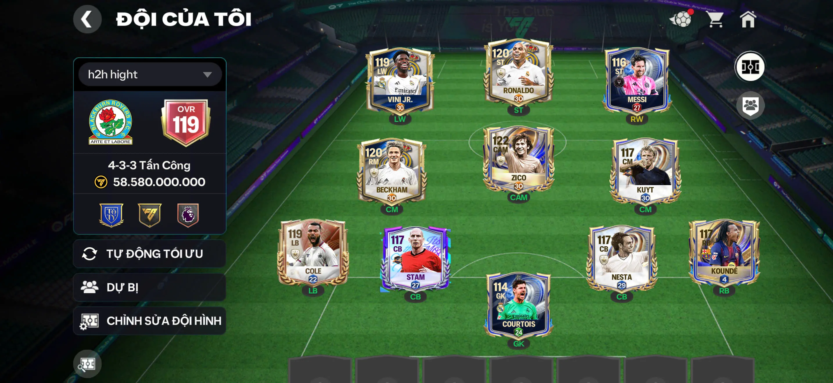 OVR 119,..Messi + R9 + Zico + Cole + nhiều cầu thủ ngon cho ae chơi...