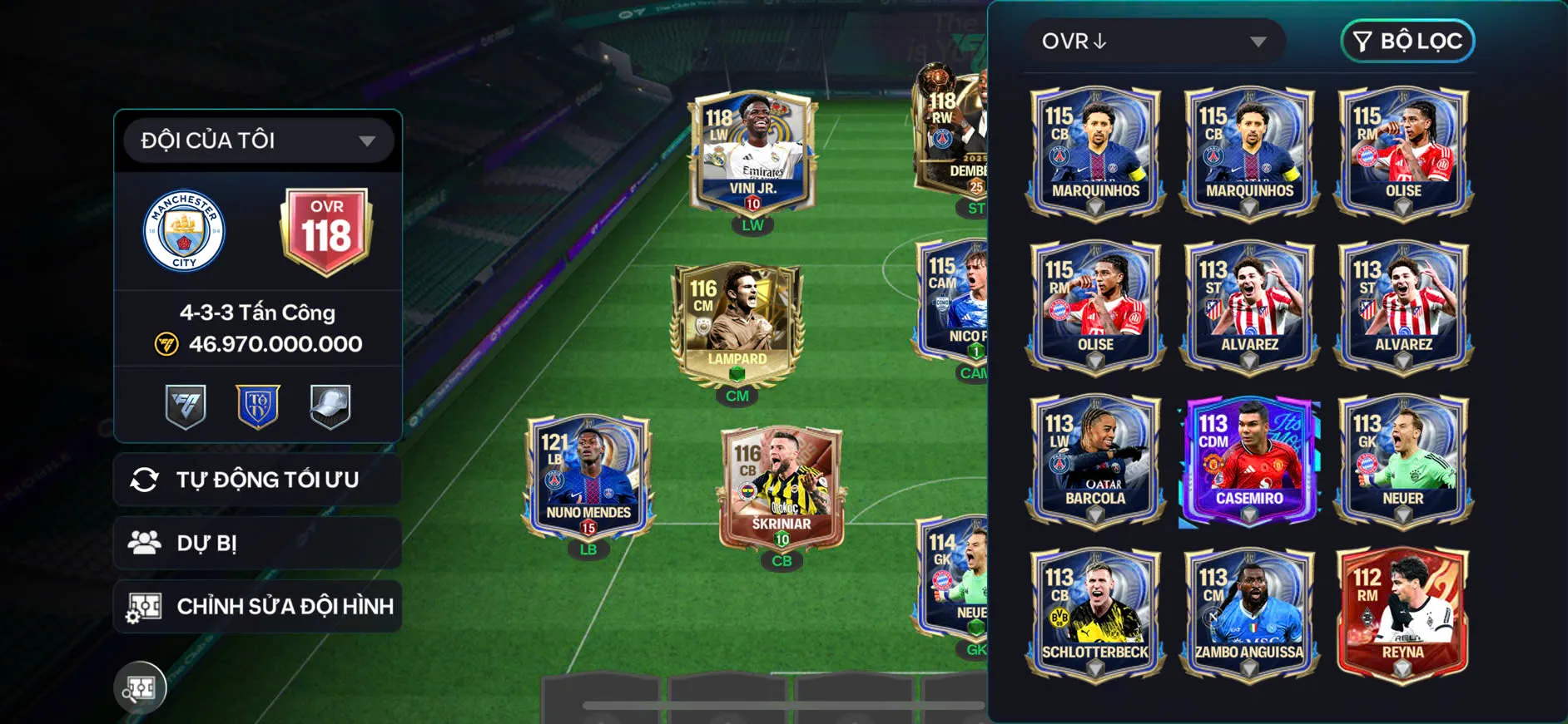 OVR 118,..Pirlo + DEM qbv + Vini,..đủ cầu thủ cho ae chơi.