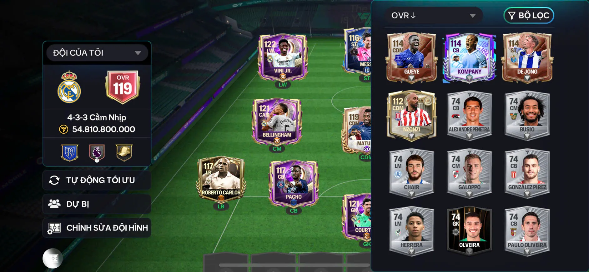 OVR 119,..Messi + Vini + Belinham,..nhiều cầu thủ ngon cho ae chơi,...