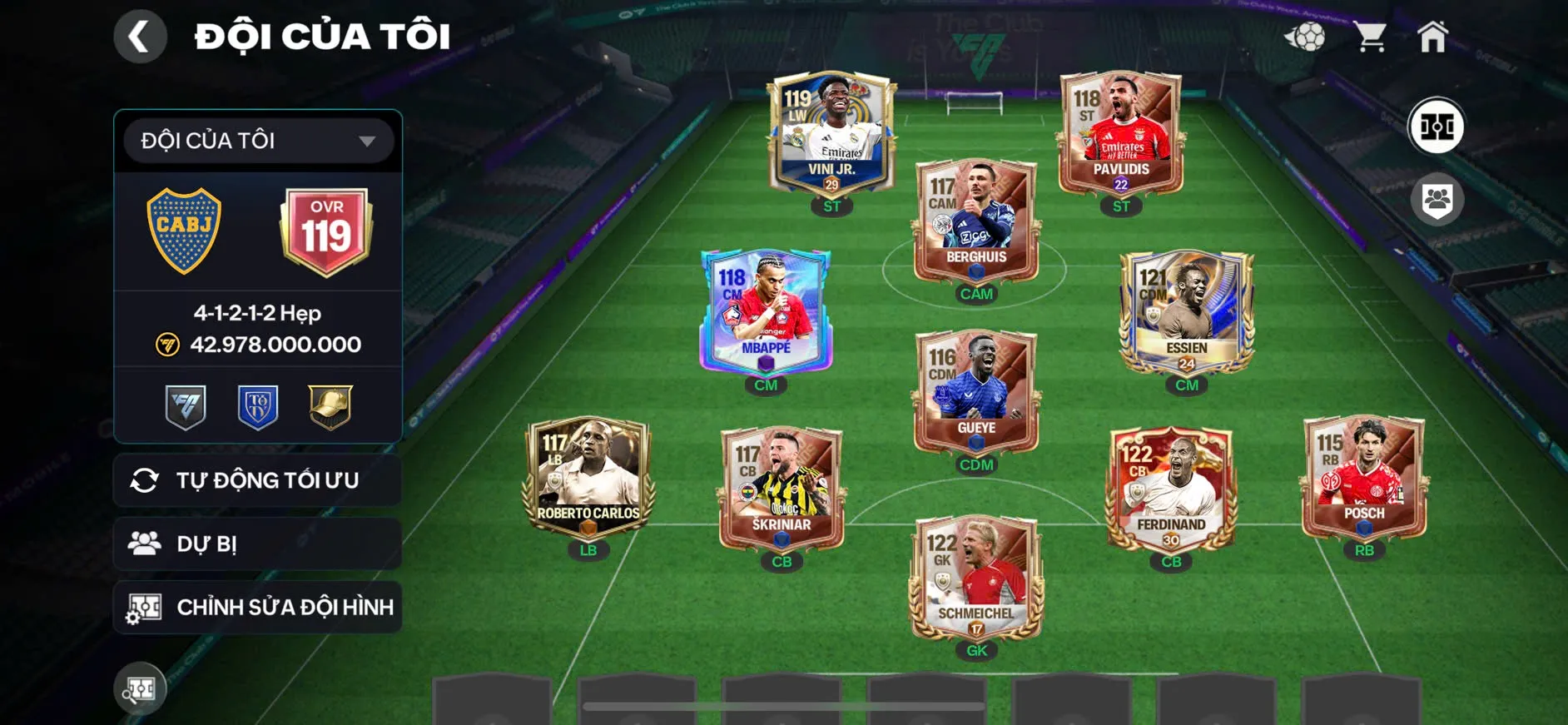 OVR 119,…Essi + Vini + Gk 117,…Nhiều cầu thủ ngon cho ae chơi.