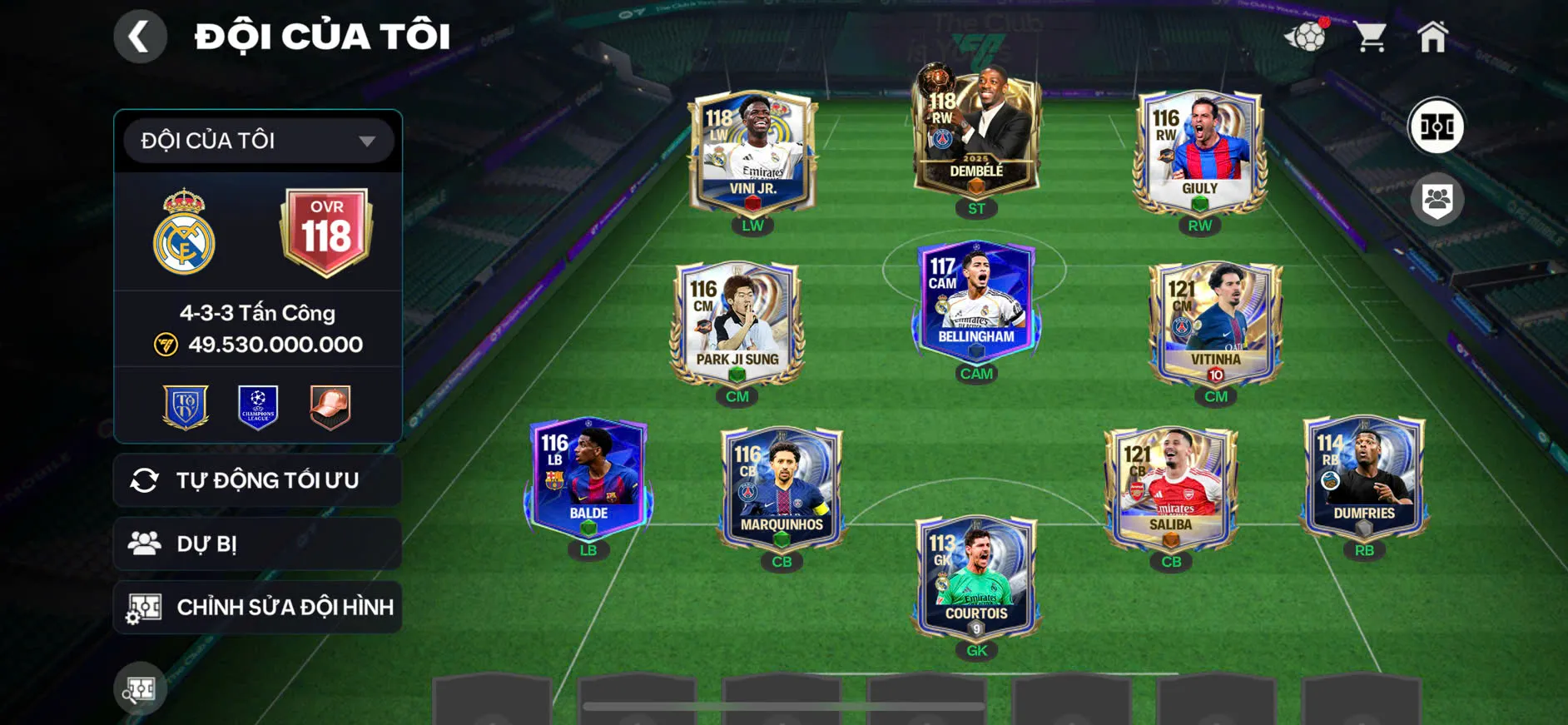 OVR 118,..Vitinha + Saliba + Dempele + Vini