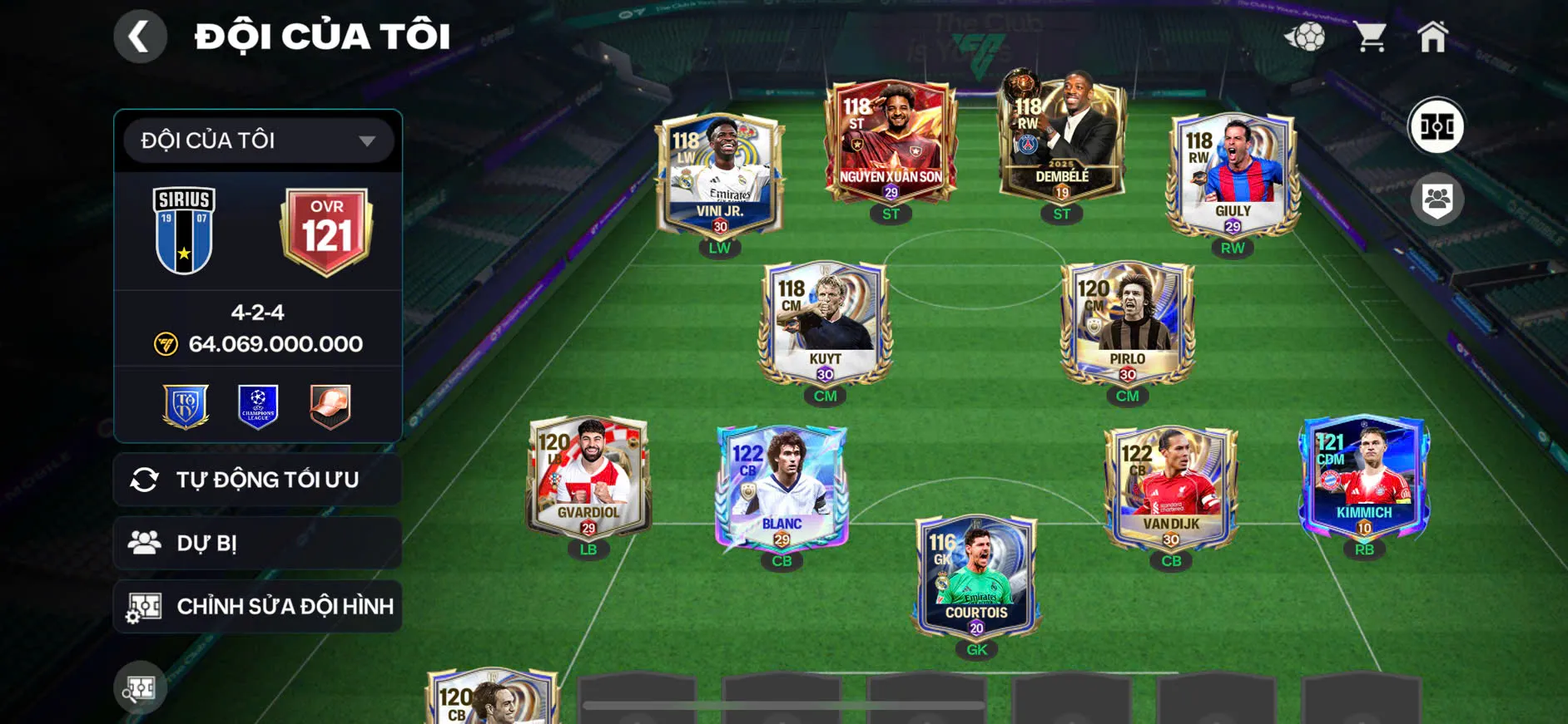 OVR 121,...Dempele + Vandic + Pirlo + Blanc + nhiều cầu thủ cho ae chơi ,... dư tài nguyên.
