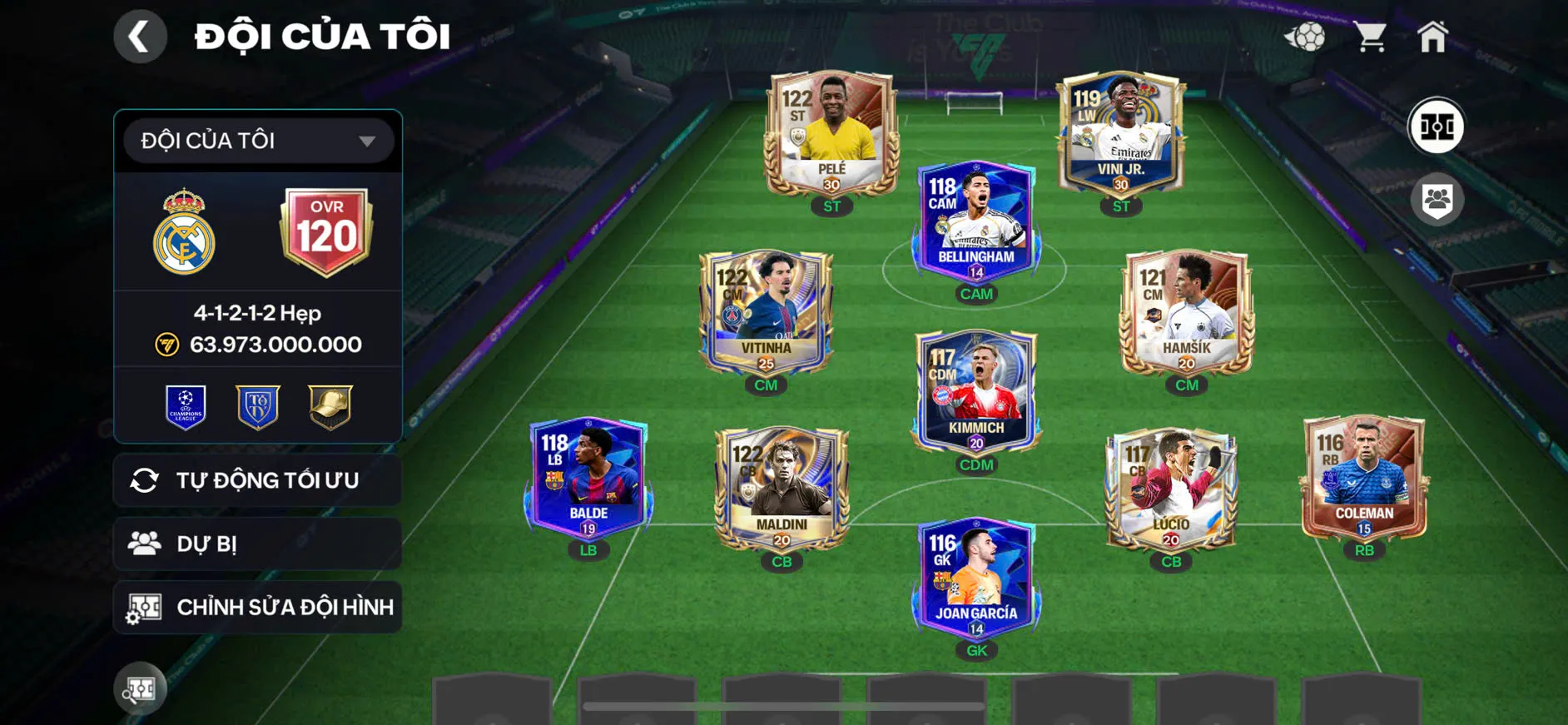 OVR 120,..Pele + Vini + Vitinha + Maldini + nhiều cầu thủ ngon,...