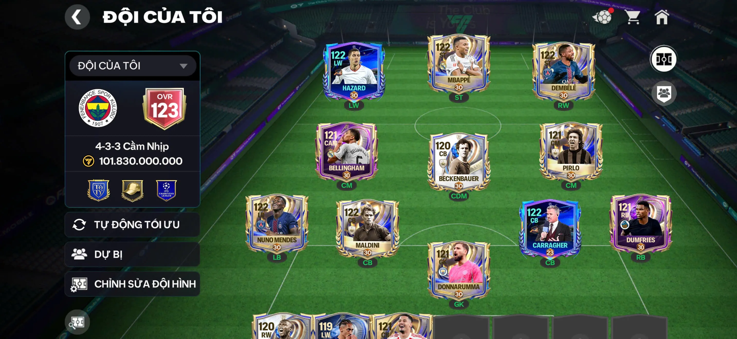 OVR 123,..Hazaad + Mp3 + Dem + Full dàn 117 ,…Dư 4B2 coin và 52k Ruby cho ae