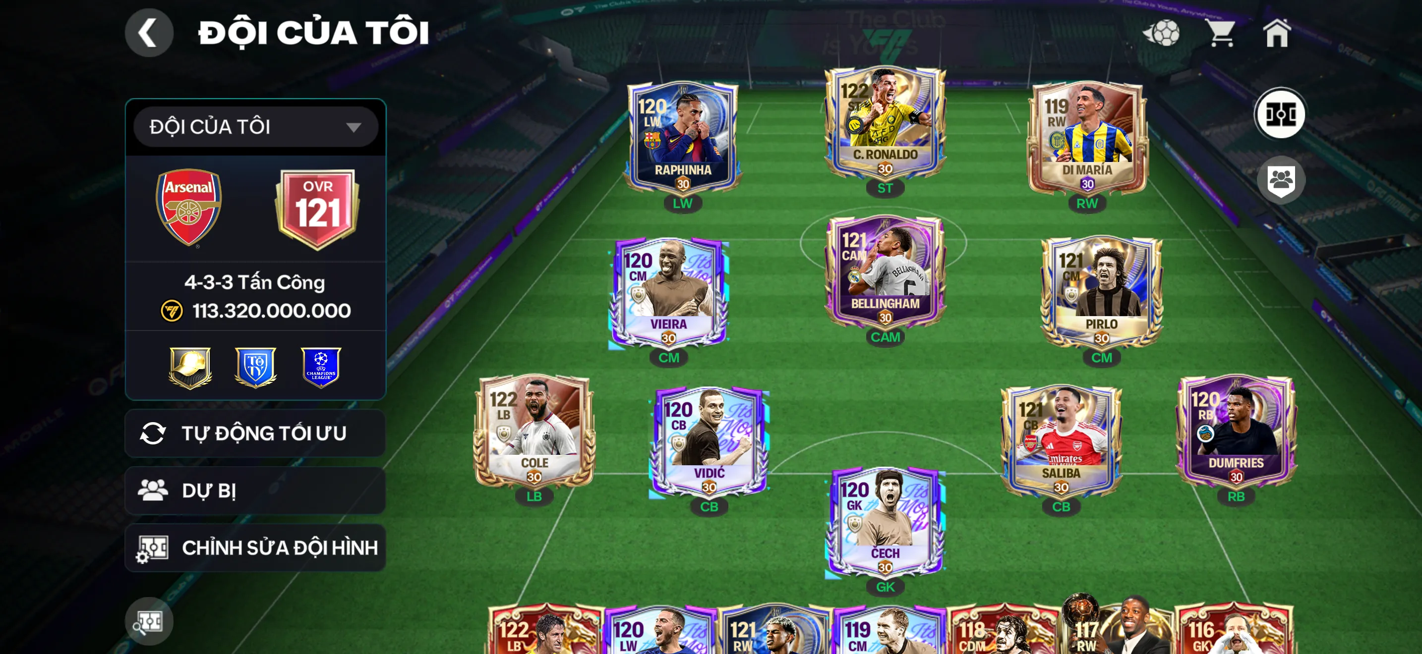 CR7 + Belinham + Di maria + Saliba + Cole + Bauman ( bán được hơn 2B )