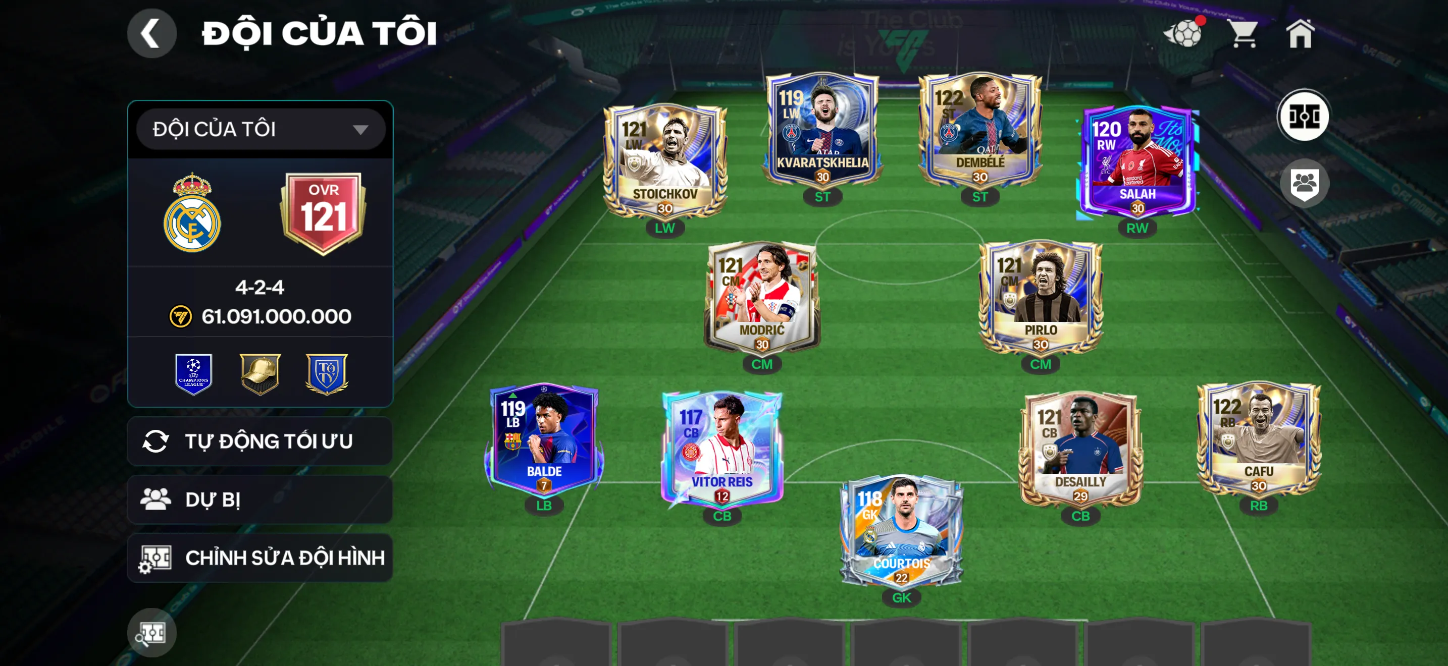 OVR 121,..Dem + Cafu + salah + pirlo + Sko + đủ cầu thủ cho ae chơi.