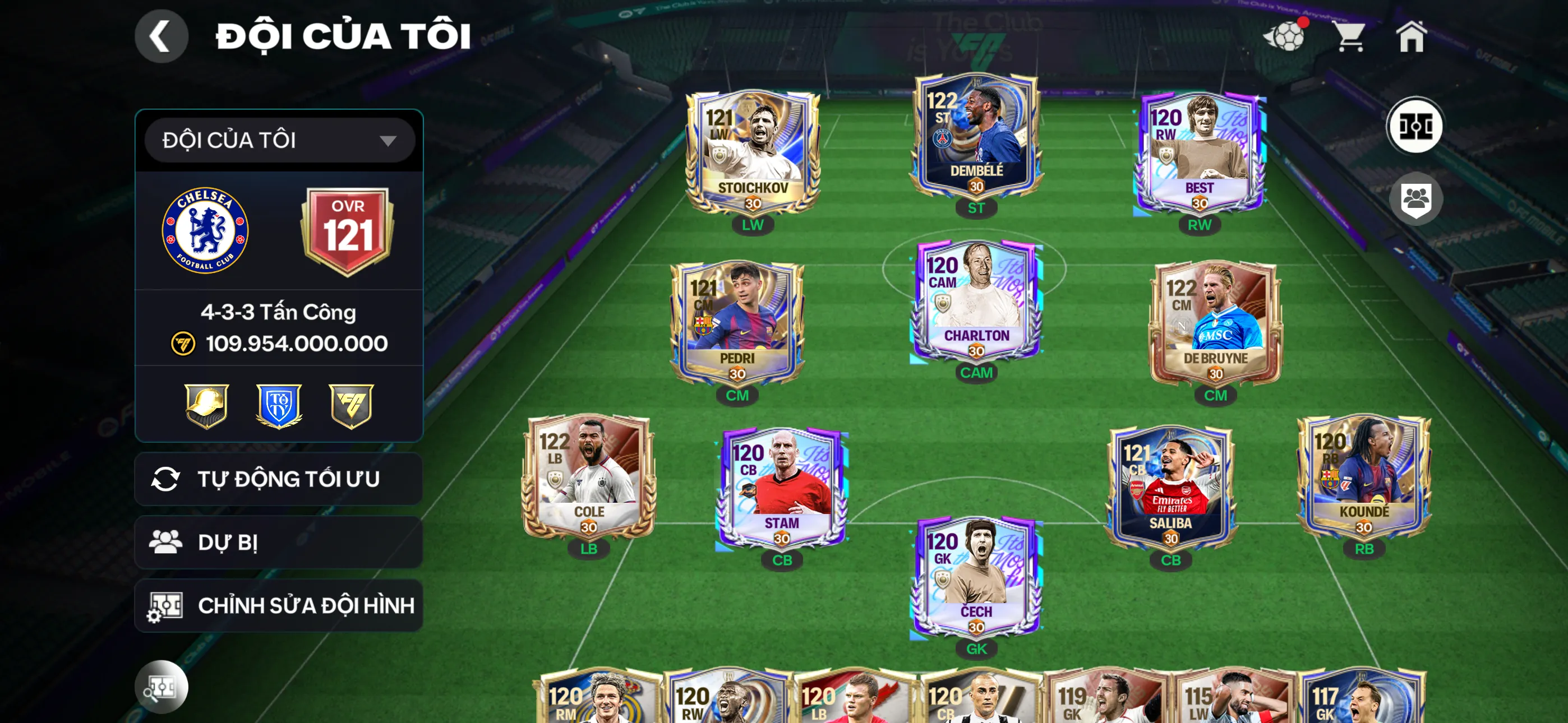 Ovr121 3 cthu 117 Đội hình đẹp , dư gần3k hhth,30k hiệp phụ,1 rank chưa đá