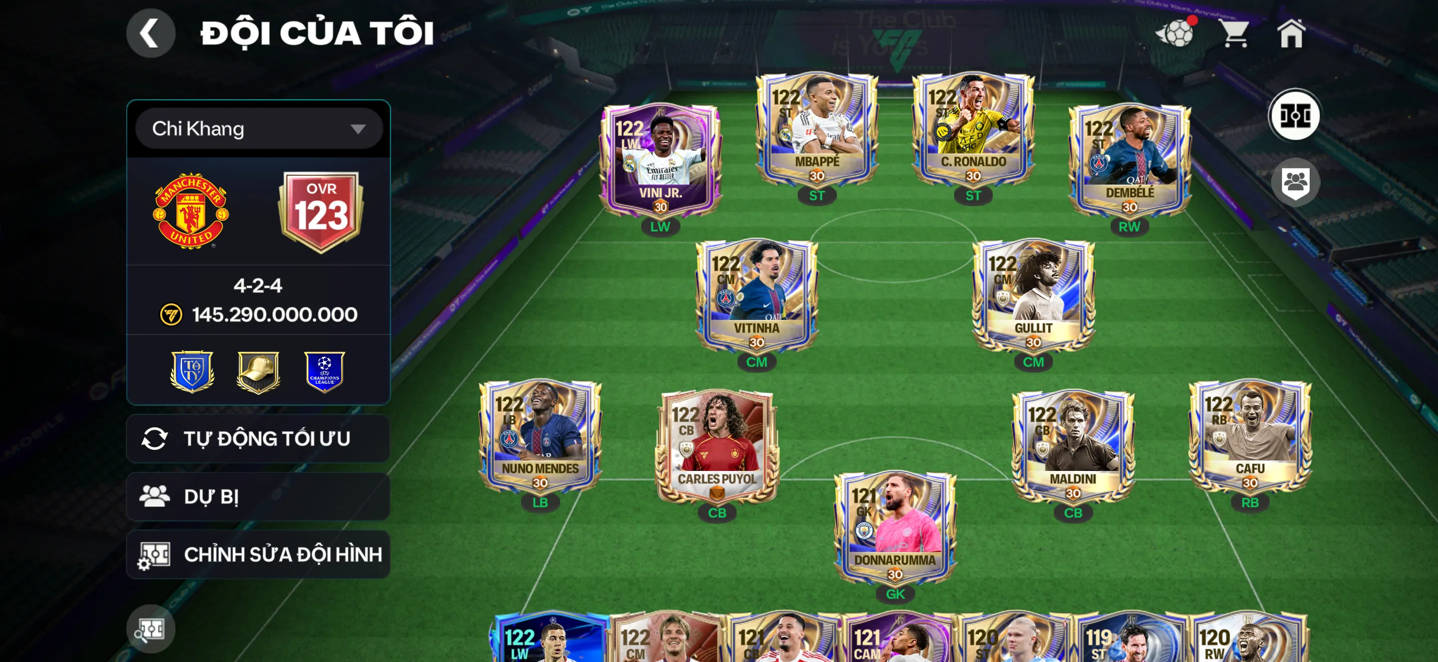 OVR 123,…FULL utoty + Hazzad + Vini + nhiều cầu thủ vip ngon,..Dư hơn 6B coin cho ae,..Nhiều mảnh trao đổi cầu thủ,…