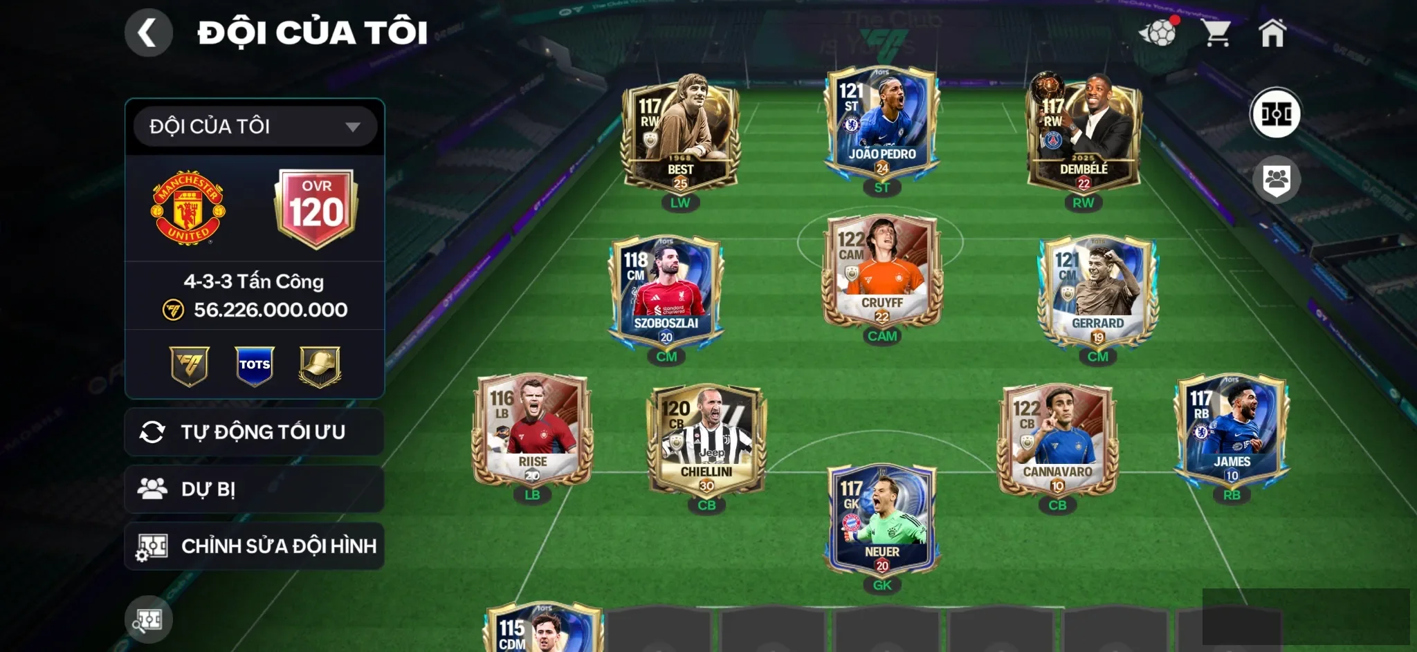 OVR 120,..Chellin ( chữ kí hiếm ) + Cruyff + Gedra + Best ,..đủ cầu thủ cho ae chơi