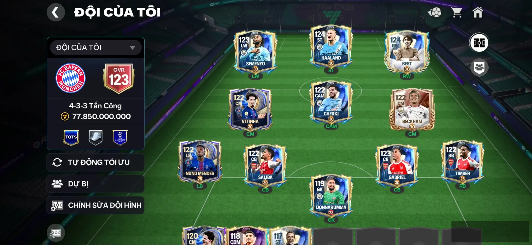 OVR 123,..Full dàn ToTs , Dư 1K1 mảnh cho ae đổi tuần 2 3 thoải mái