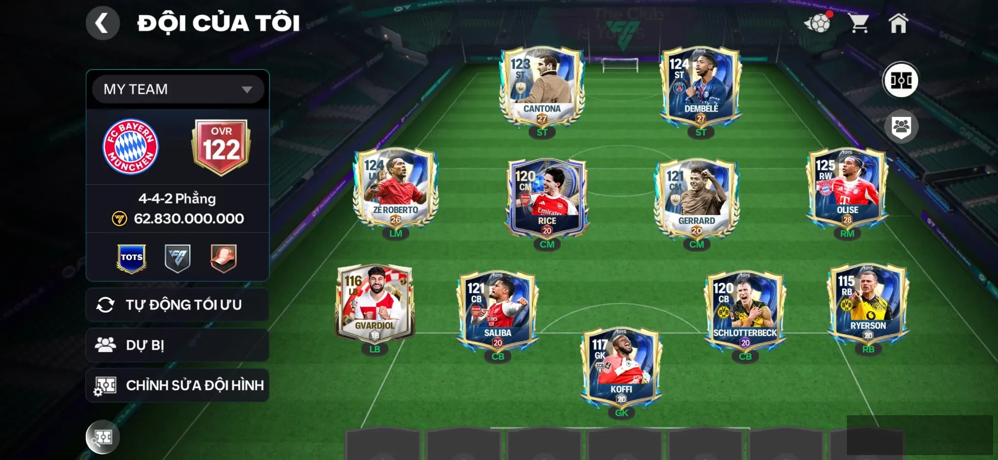 Ovr 122 Olise+ Dembele+Zeroberto Đội hình siêu đẹp ,2 rank chưa đá , dư 4k hp,còn nv20k gem
