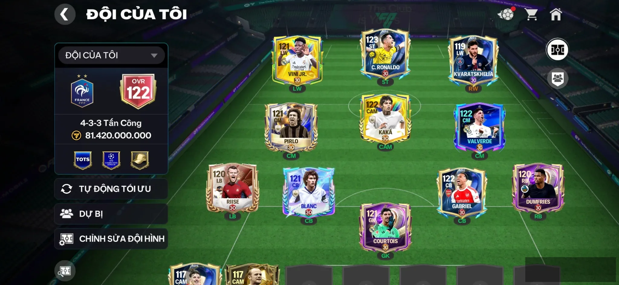OVR 122,…Cr7 + Kva + Vini + Kaka + nhiều cầu thủ ngon và phôi…