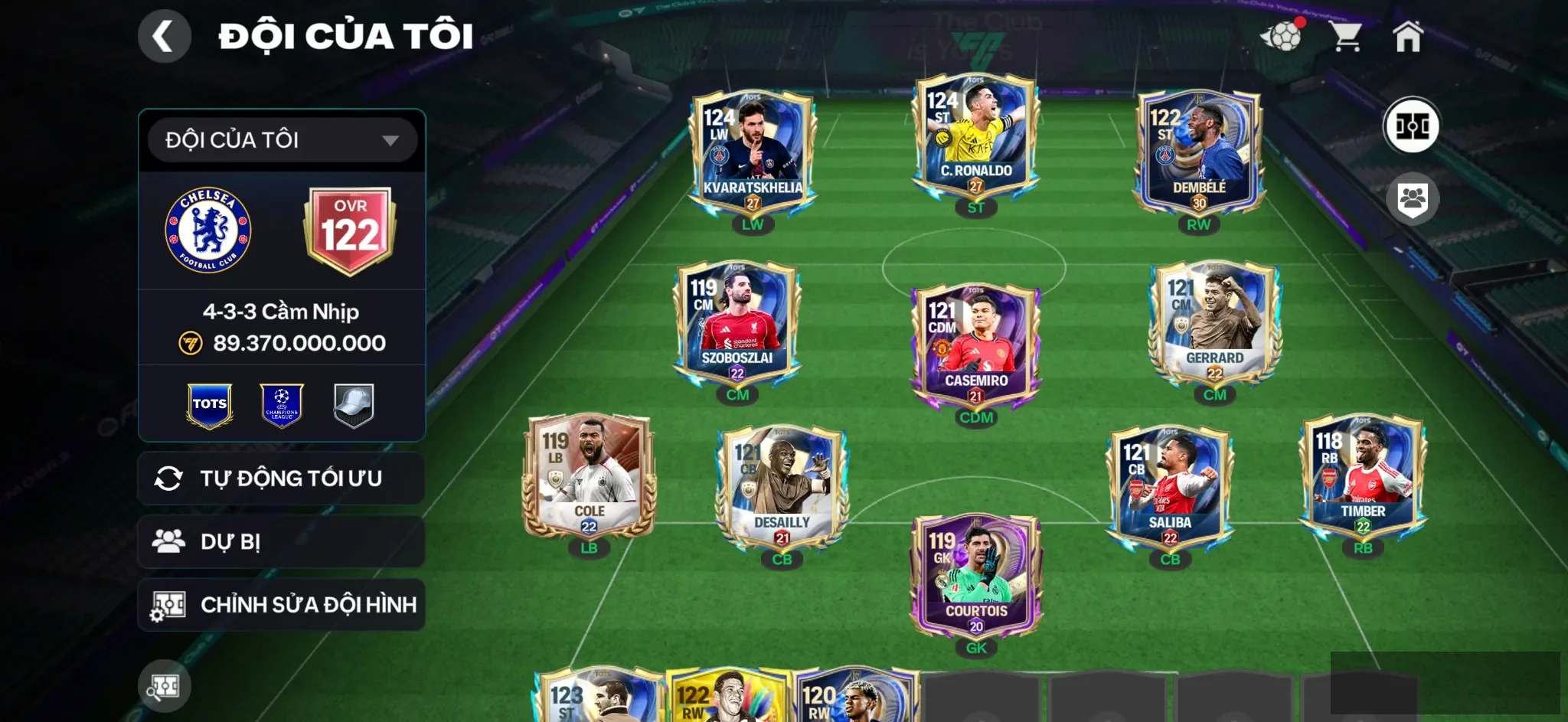 OVR 122,..Cr7 + Dem + Cole + Kva + Grea ,nhiều phôi cho ae up ToTs ,.. dư hơn 300 mảnh đổi cầu thủ