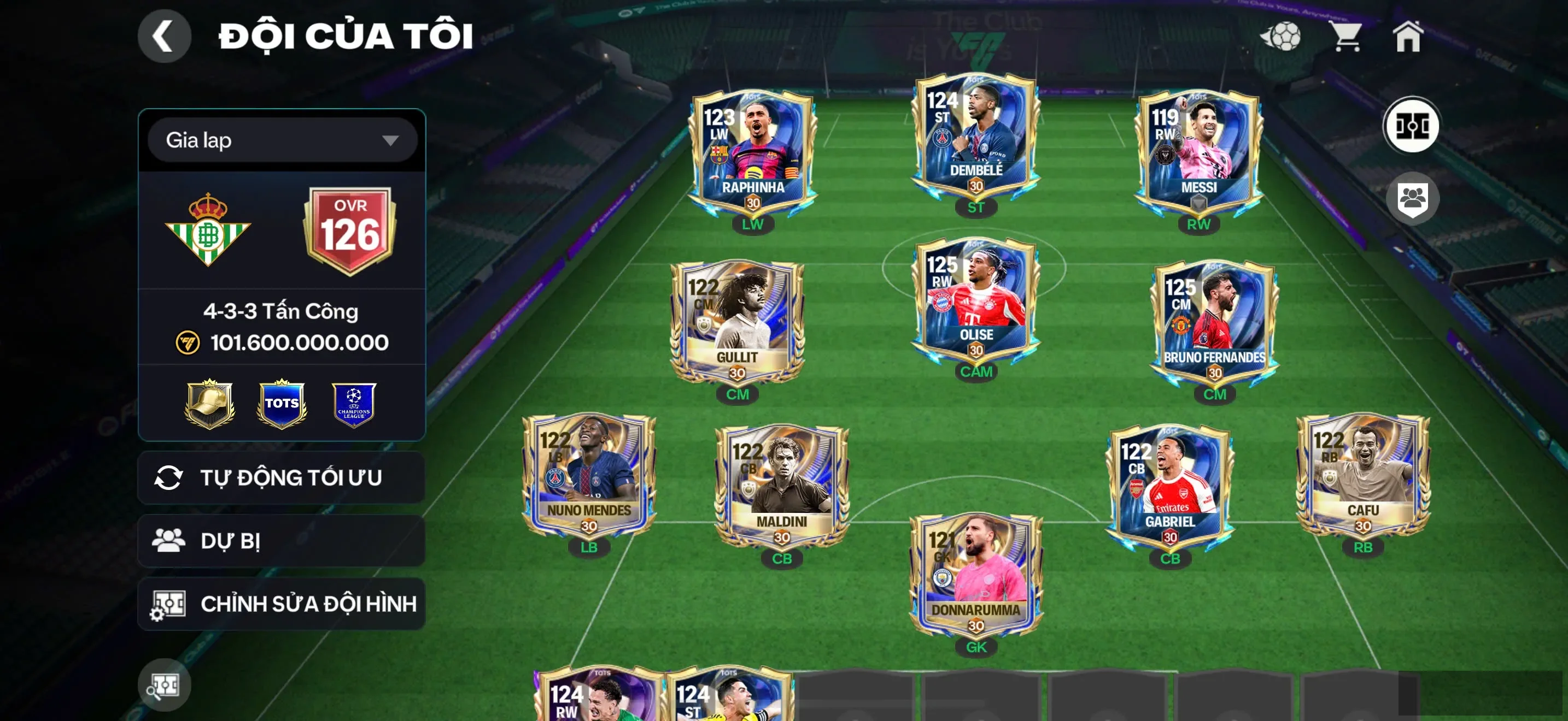FC + Liên quân,.Siu phẩm OVR 126 + Messi + Cr7 + Dem + Ólise ( bán được hơn 10B coin ) + Nuno + ac liên quân có kaito kid full pk…