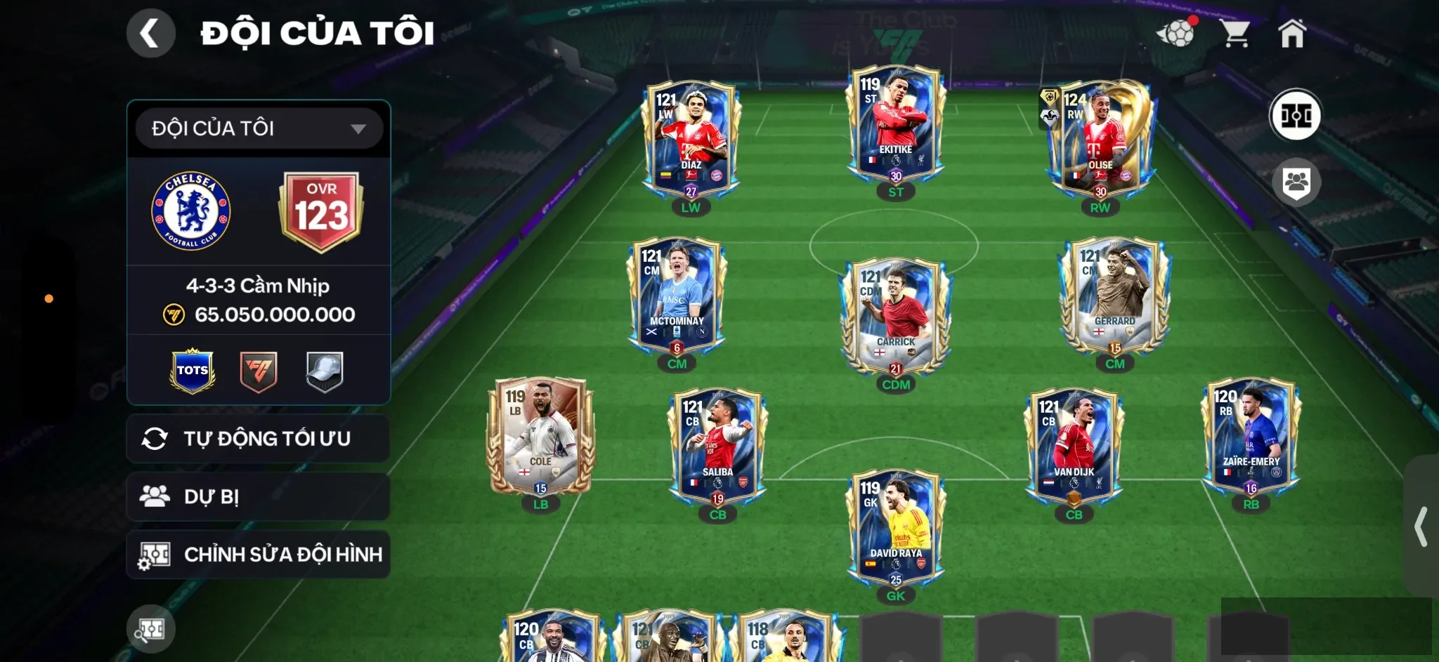 OVR 123,…Olise + Diaz + Ekitete + Saliba + Vandic +  Nhiều cầu thủ ngon,…Rank cao.