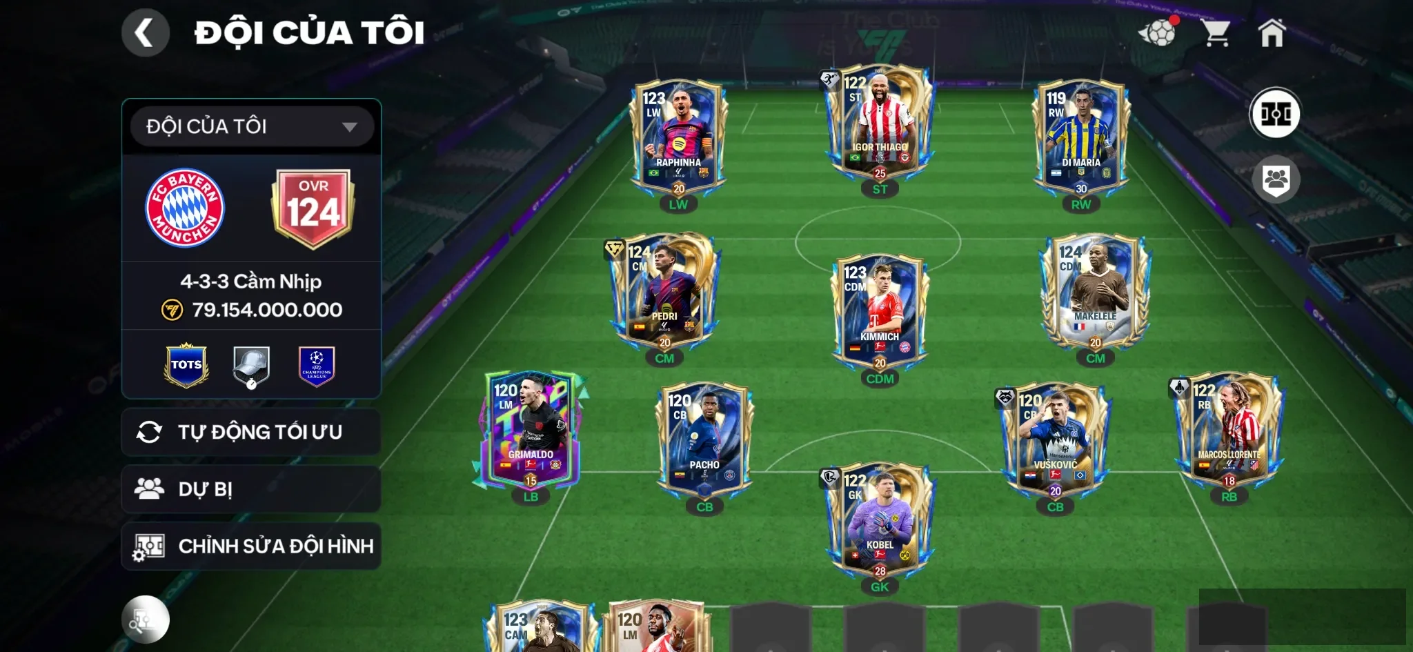 Ovr 124 Pedri utot + 4 cthu utot , Đội hình ổn đá ngon , tn như hình