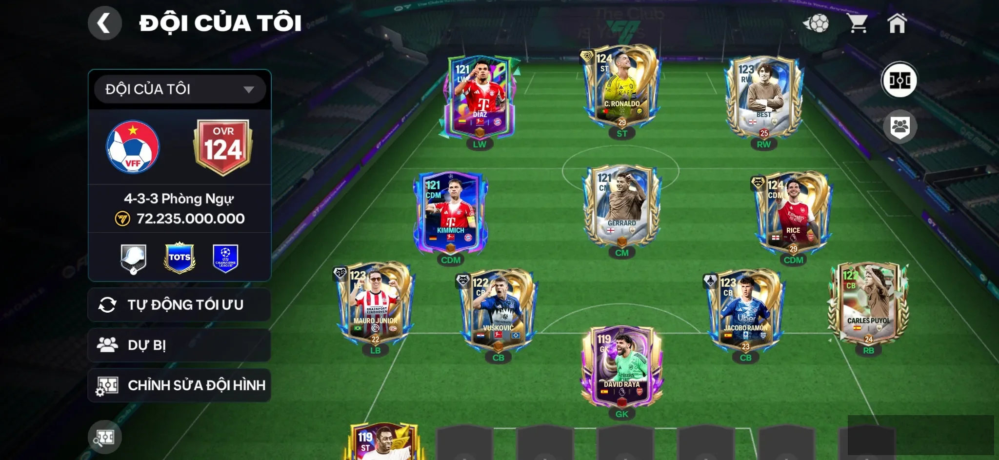 OVR 123,..Cr7 + Best + Rice + Diaz + Ramon + Kovic + Junior + nhiều cầu thủ ngon,..Còn 2 vé nổ gói quà A