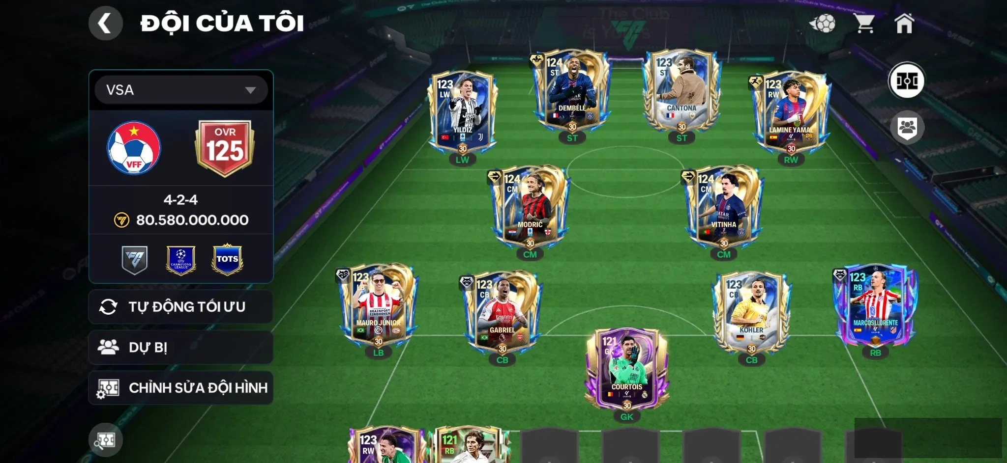 OVR 125,..Dem + Yamal + Cantona + Modric + Vitinha + Junio + Gabriel + Cuto bán được 1B4 coin + 745 huy hiệu trao đổi…