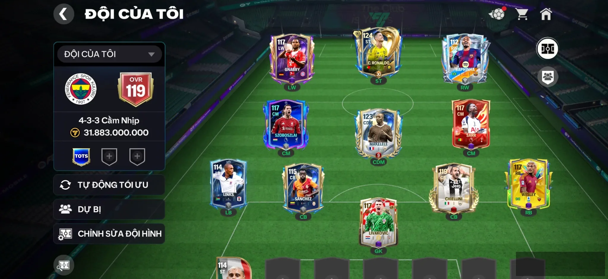 OVR 119,..Cr7 cho ae đam mê
