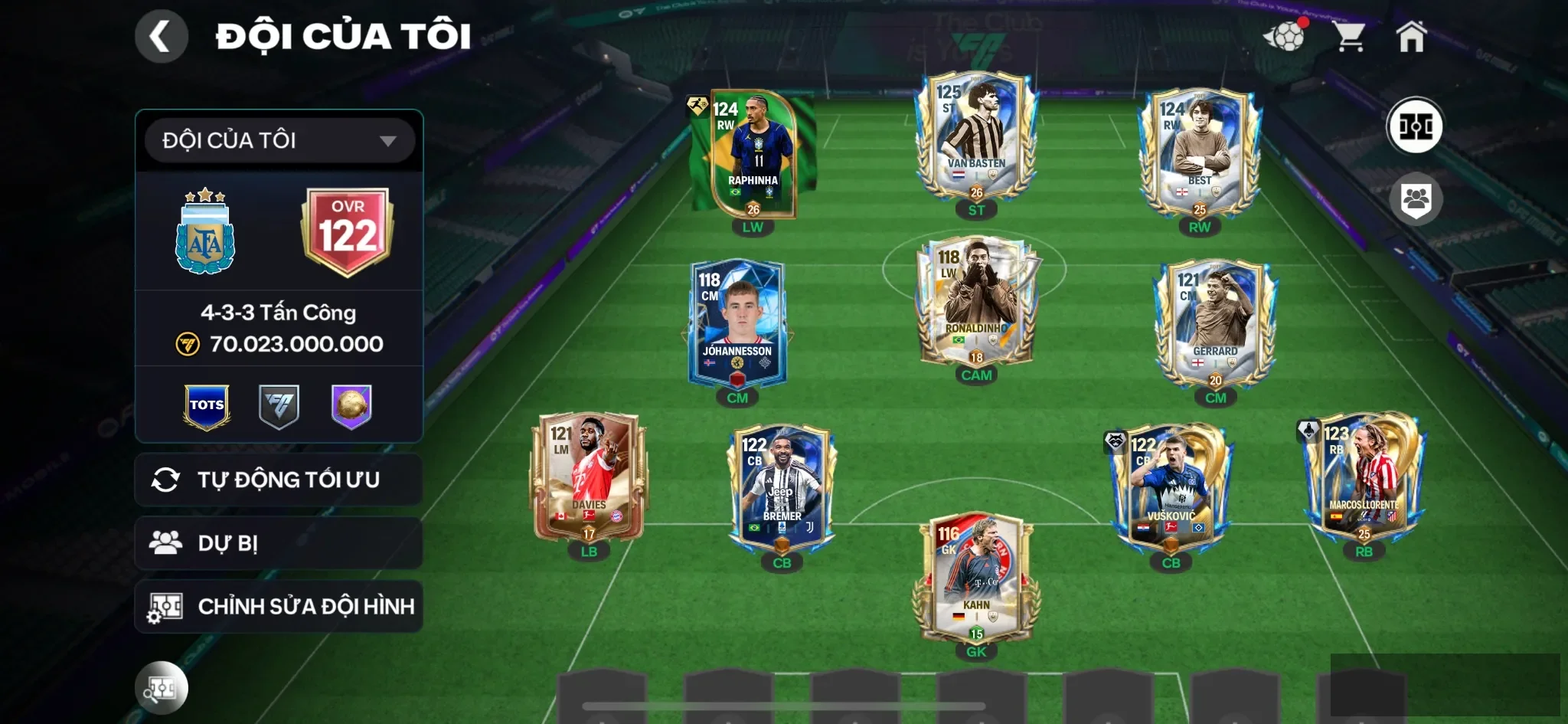 Ovr 122 Vanbasten+ Raphinha+ Best + 2 cthu utot , Đội hình đẹp dư1k2 hhth,3 rank chưa đá , còn nv20k gem