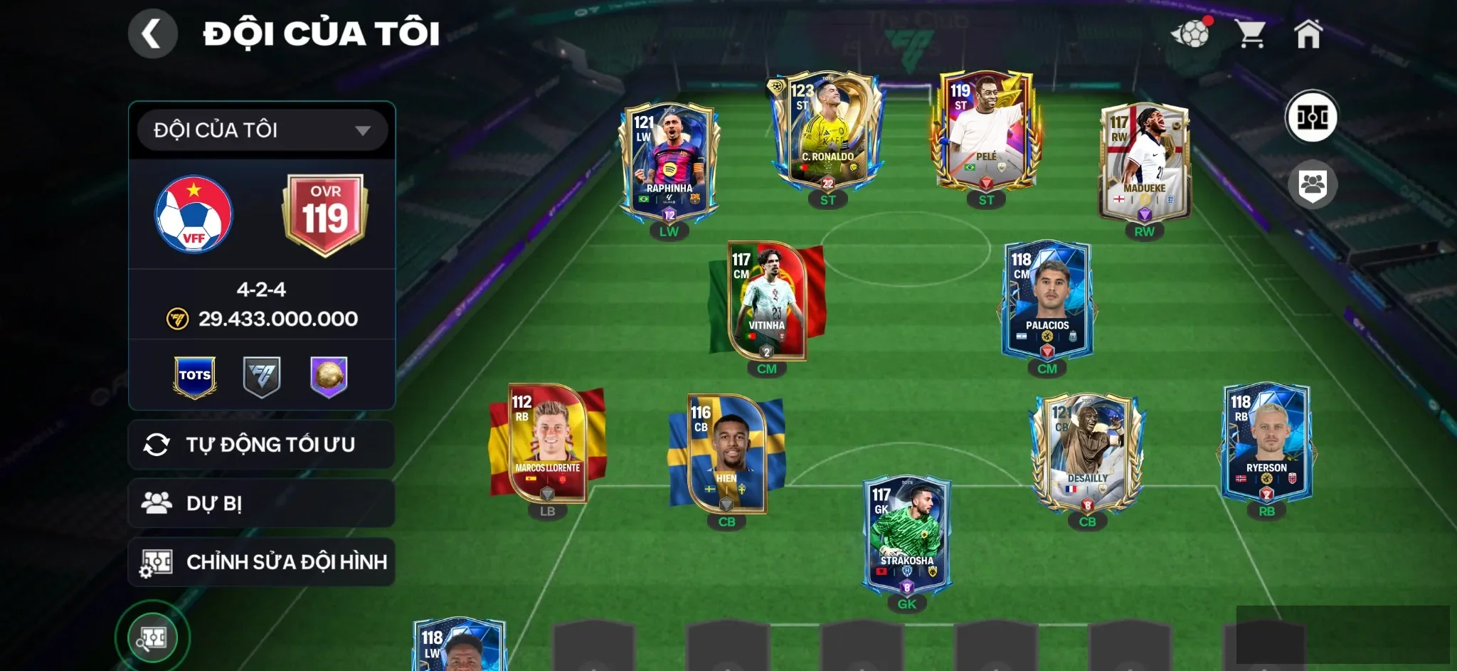 OVR 119,…Cr7 + Raphinha + Pele + nhiều cầu thủ ngon,…