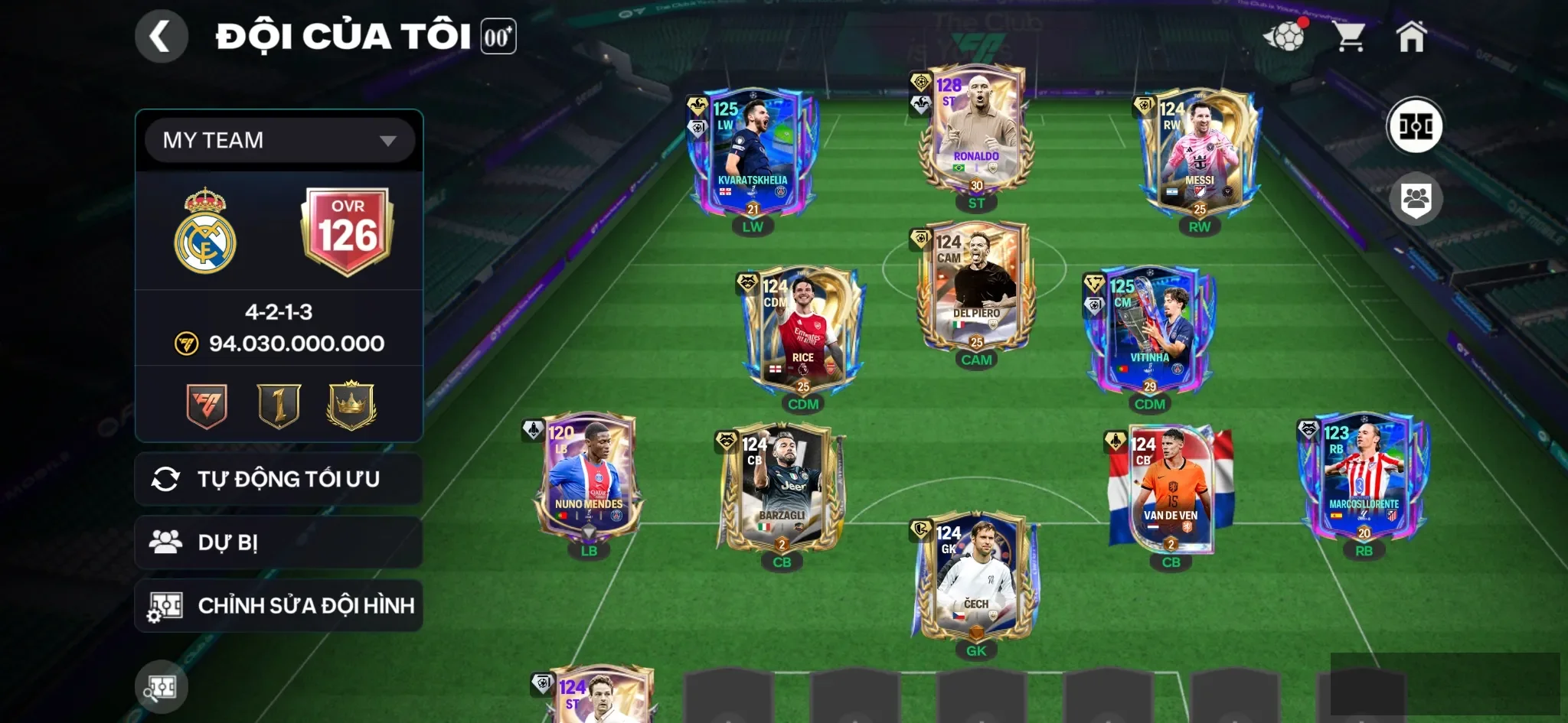 Ovr 126 Rô béo 128+nhiều cthu ngon +5k9 mảnh+đã mở sổ