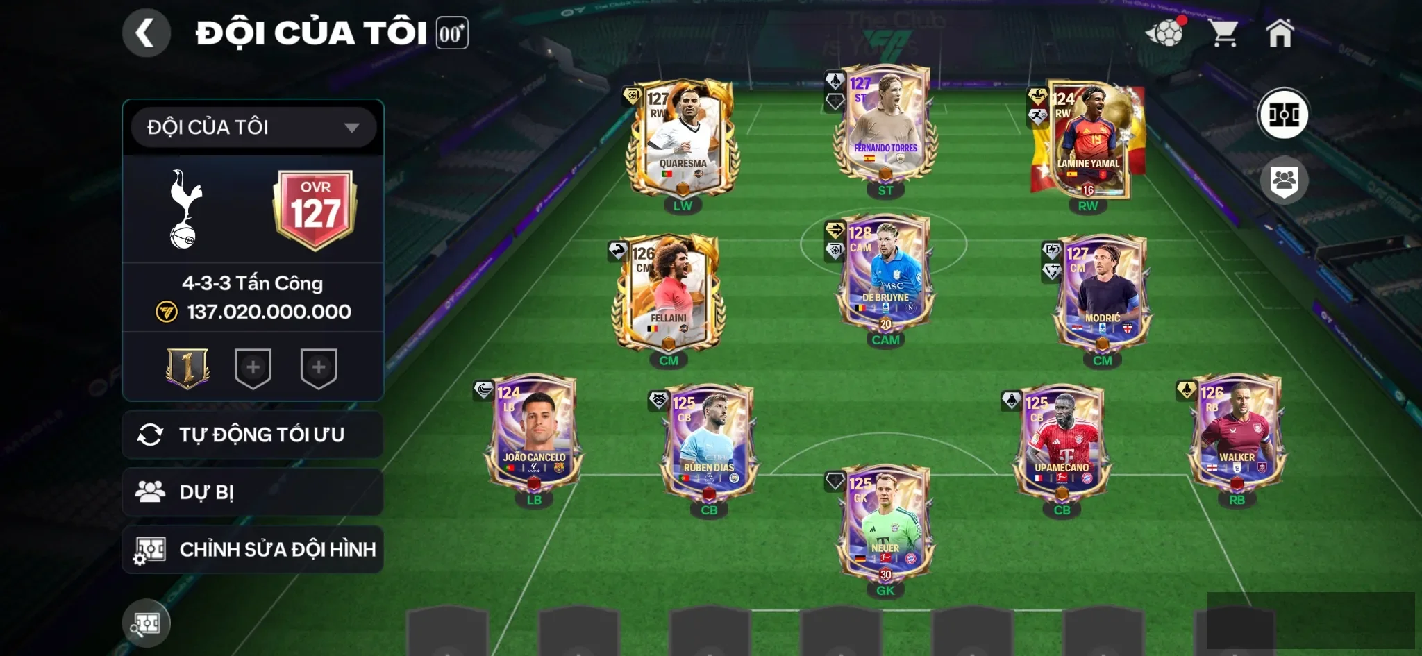 Ovr 127 Bru 128 + Tores127+ Modric 127 + nhiều cthu ngon + đã mở sổ