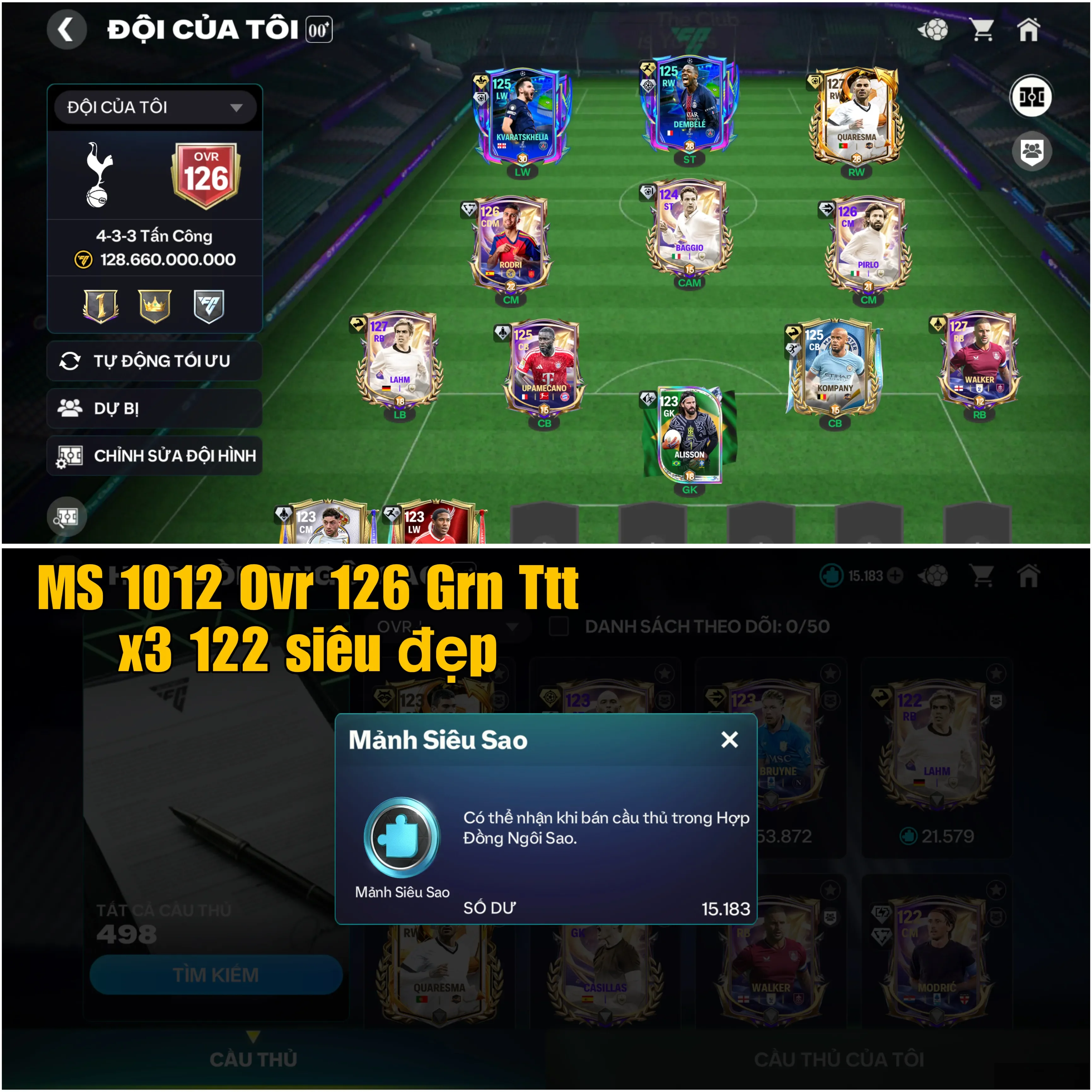 Ovr 126 x3 122 Grn Trắng Thông Tin bao đẹp , Dư 15K HH