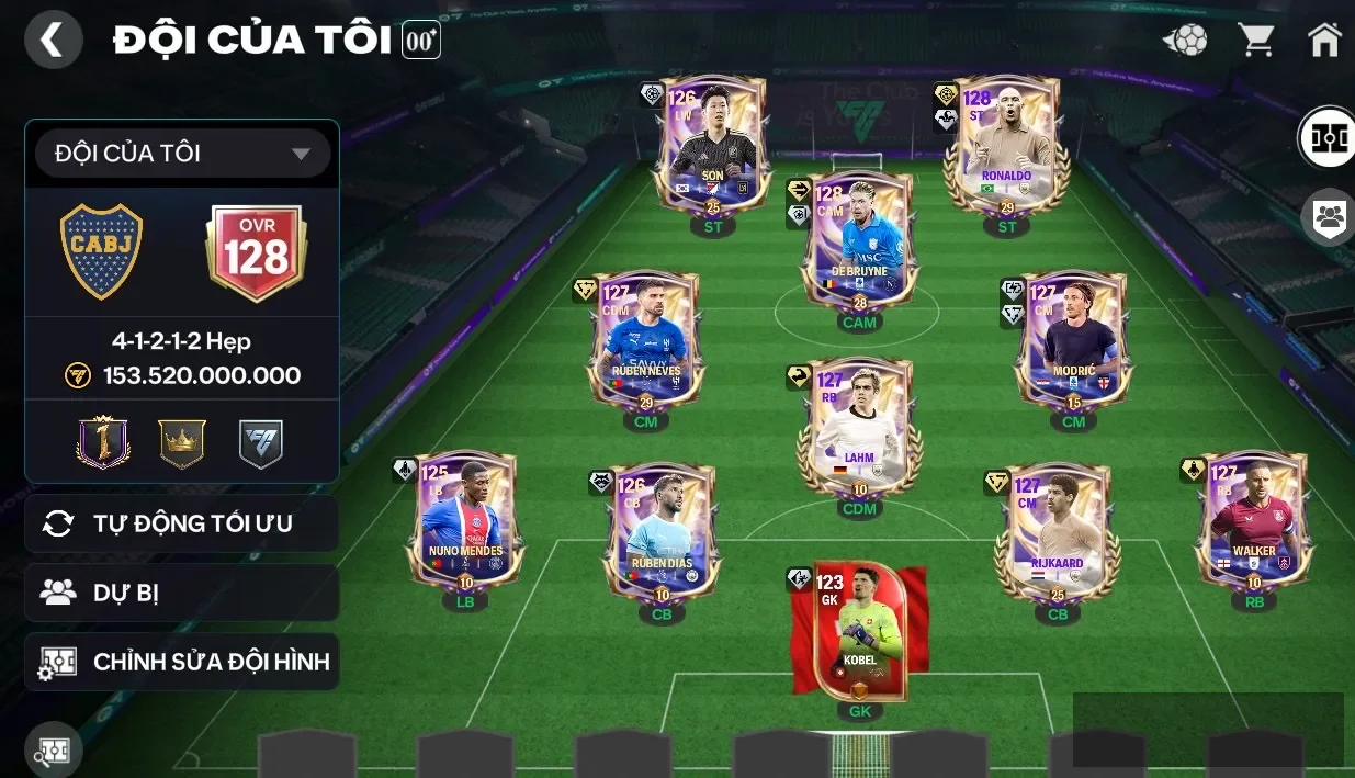 S1 - ĐH 153B  RONALDO BÉO + DE BRUYNE 123  + 5 CON 122  + 26K ĐIỂM HỢP ĐỒNG  Garena TTT