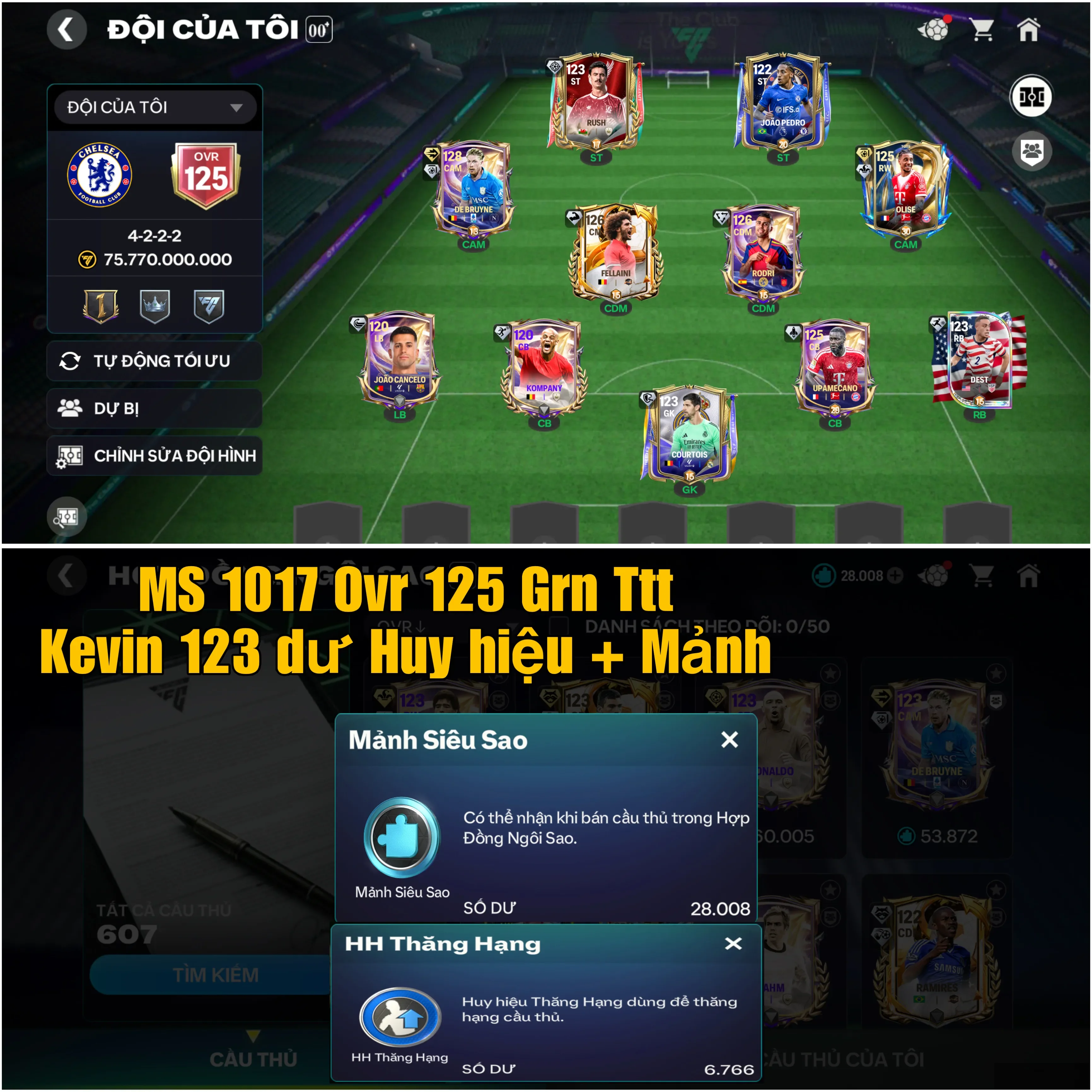 ovr 125 Kevin 123 + dư 26K mảnh + 6K HHTH