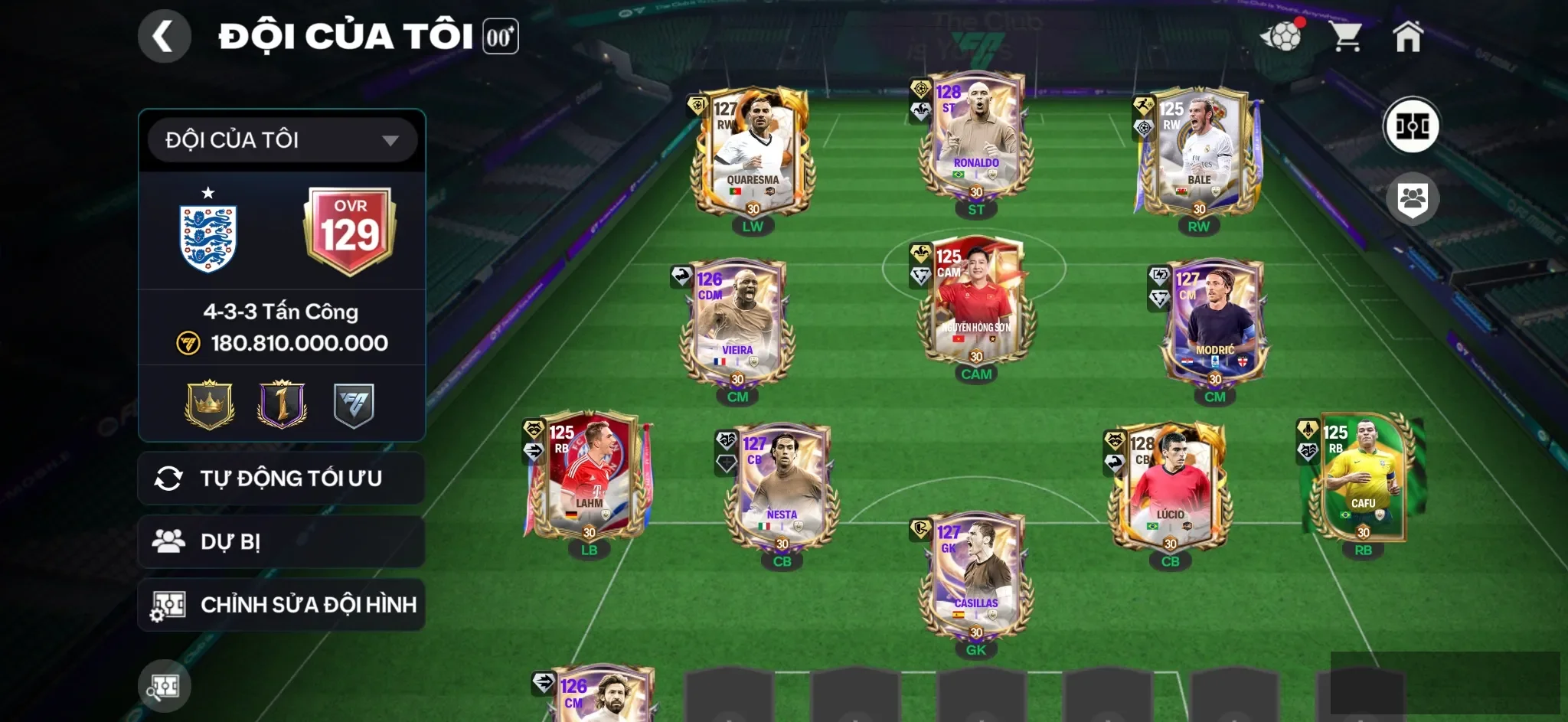 OVR 129 : RÔ BÉO + LUCIFO + dư 440Fv + 3k mảnh.