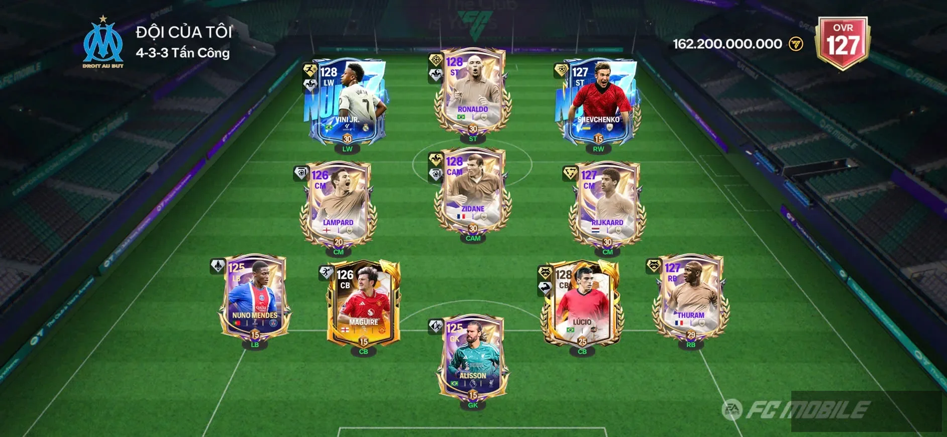 LLs1 : OVR 127 + 4con 123 + Full cầu thủ vip.