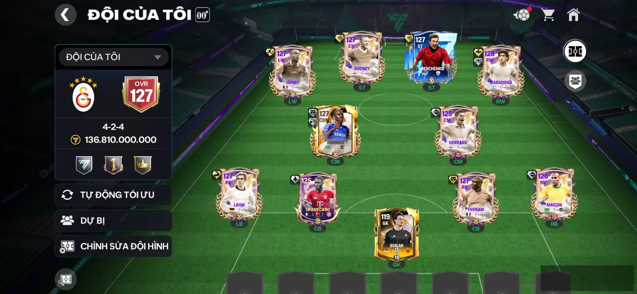 Ovr 127 Madarona +Shev+Henry hàng công mạnh +2b coin +8k8 mảnh