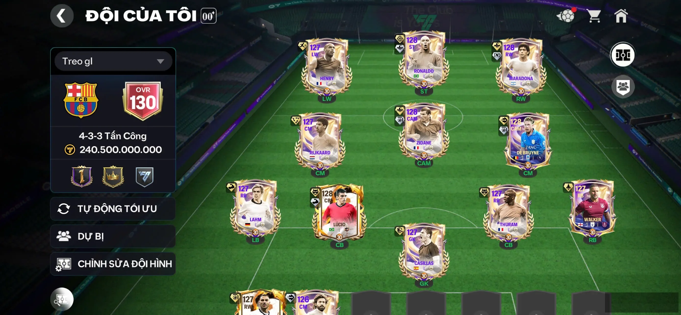 LLs9 : OVR 130 + 5con 123 + dư 77k hh + 7B coin ( mara bán được hơn 17B coin )