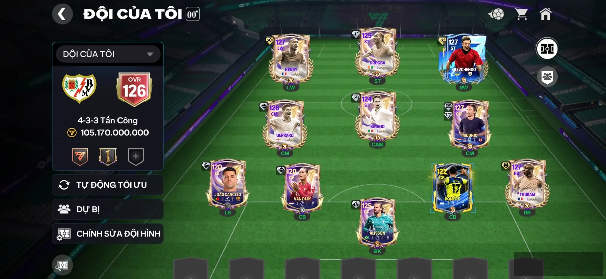 Ovr 126 Henry+Shev+Thuram+53k mảnh