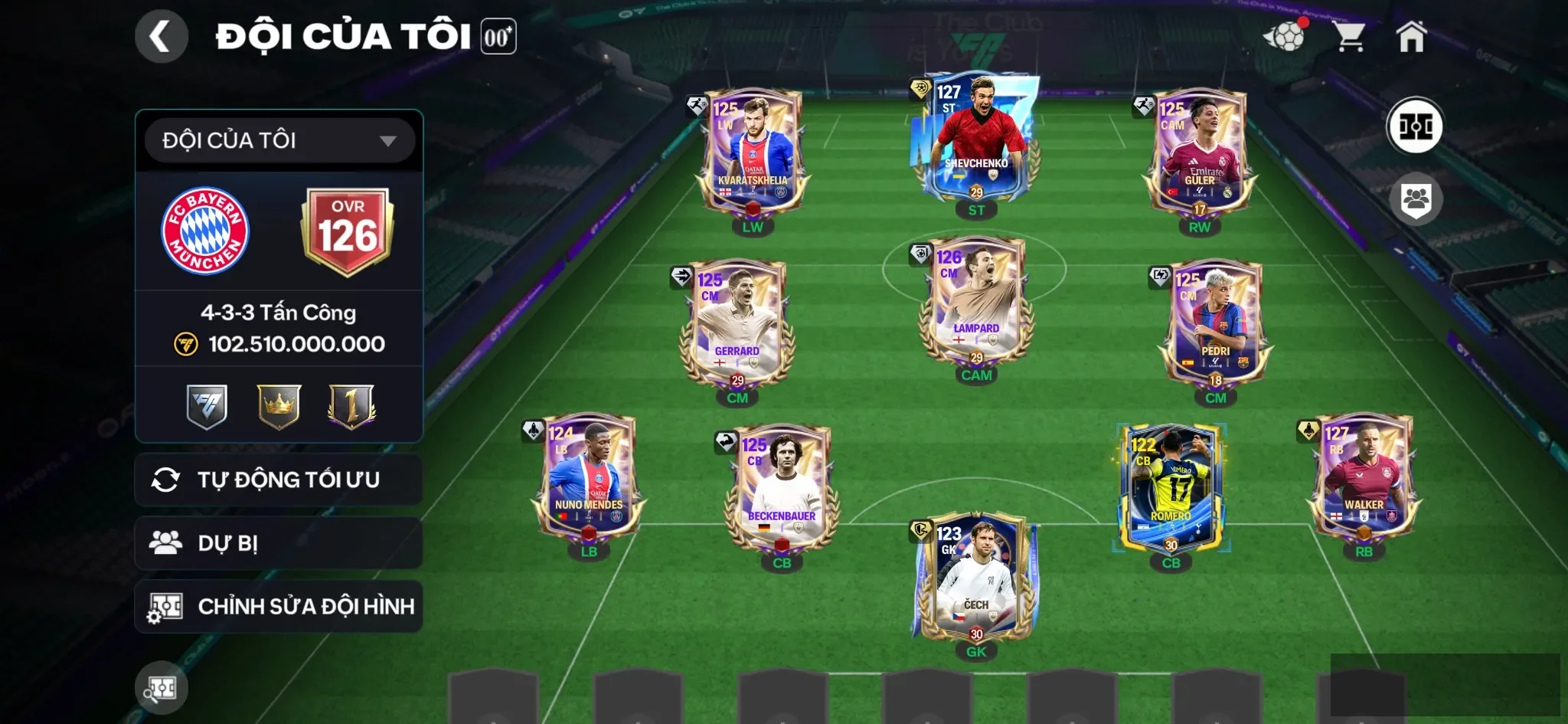 Ovr 126 Shev+pedri+guler khung ổn