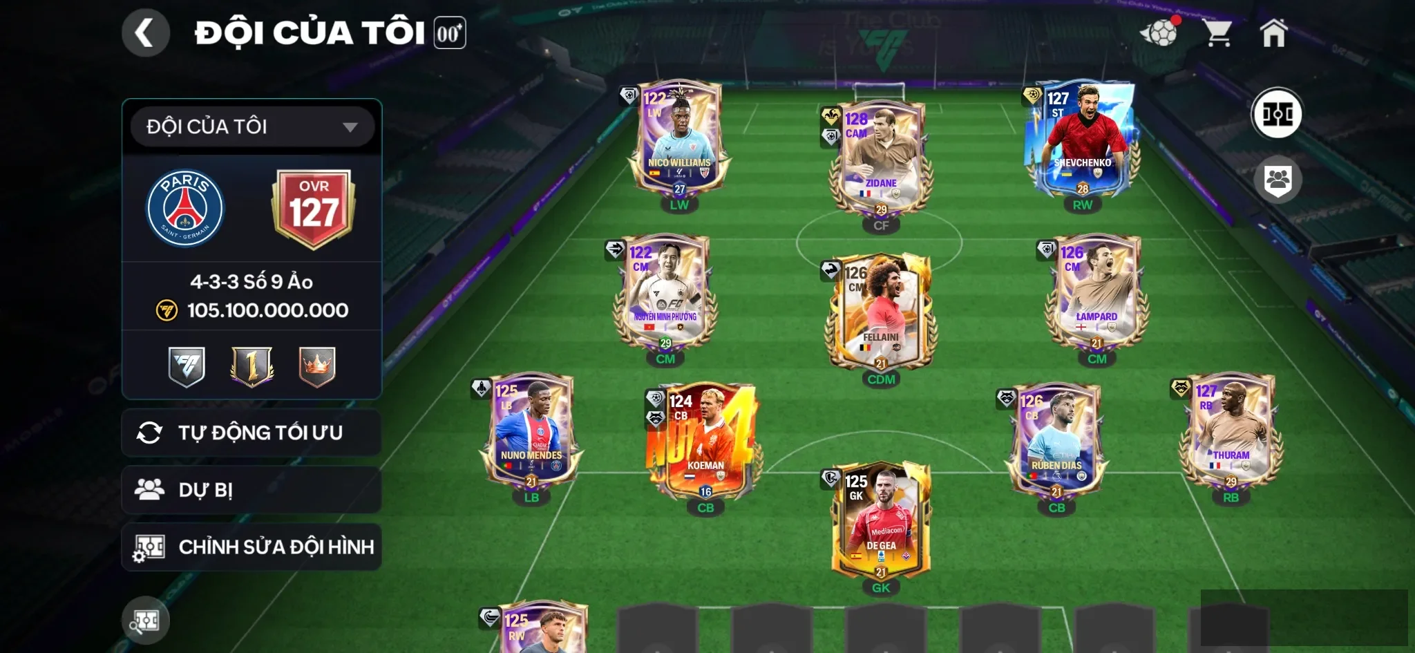 Ovr 127 Zidane+Shevchenko+Thuram khung ổn