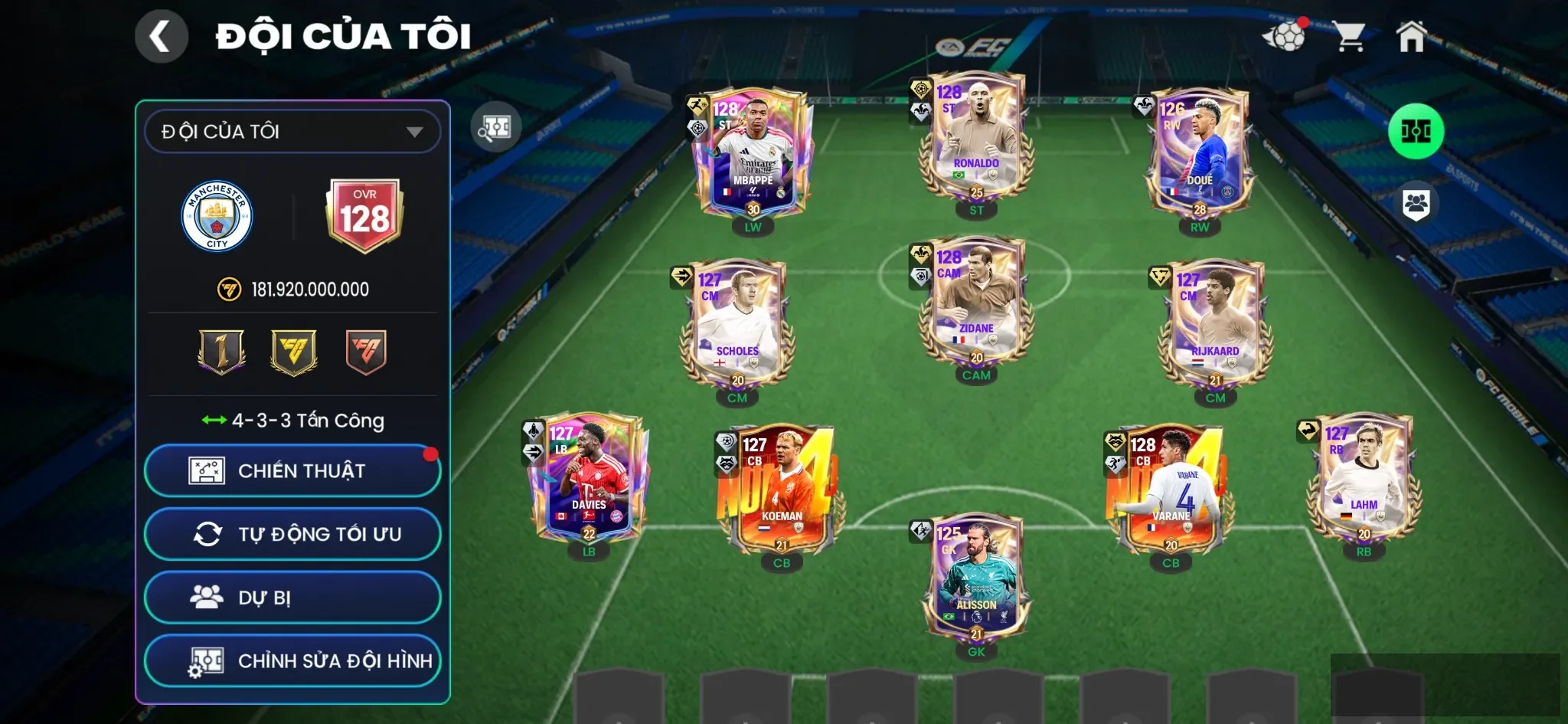 Ovr 128 M3p+Ronaldo+Zidane+Varane+9k mảnh+2 sổ đội hình siêu đẹp