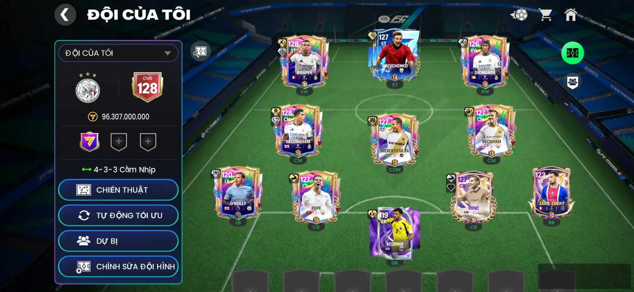 Ovr 128 M3p+Bellingham+25k mảnh Khung đẹp đá ngon